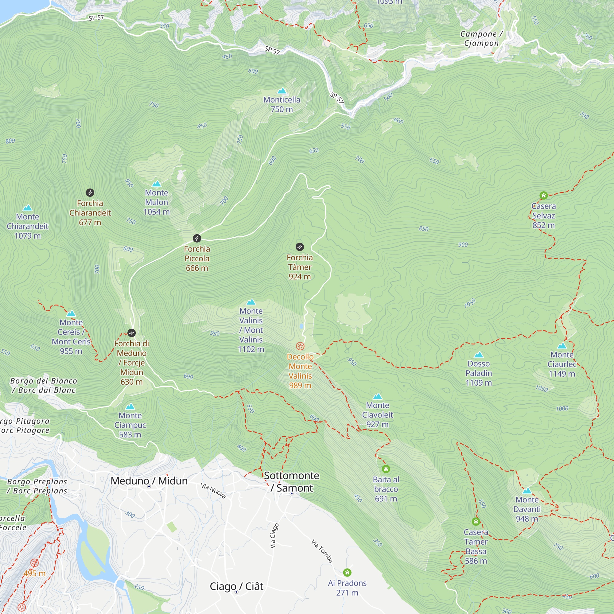 Rifugio Valinis map