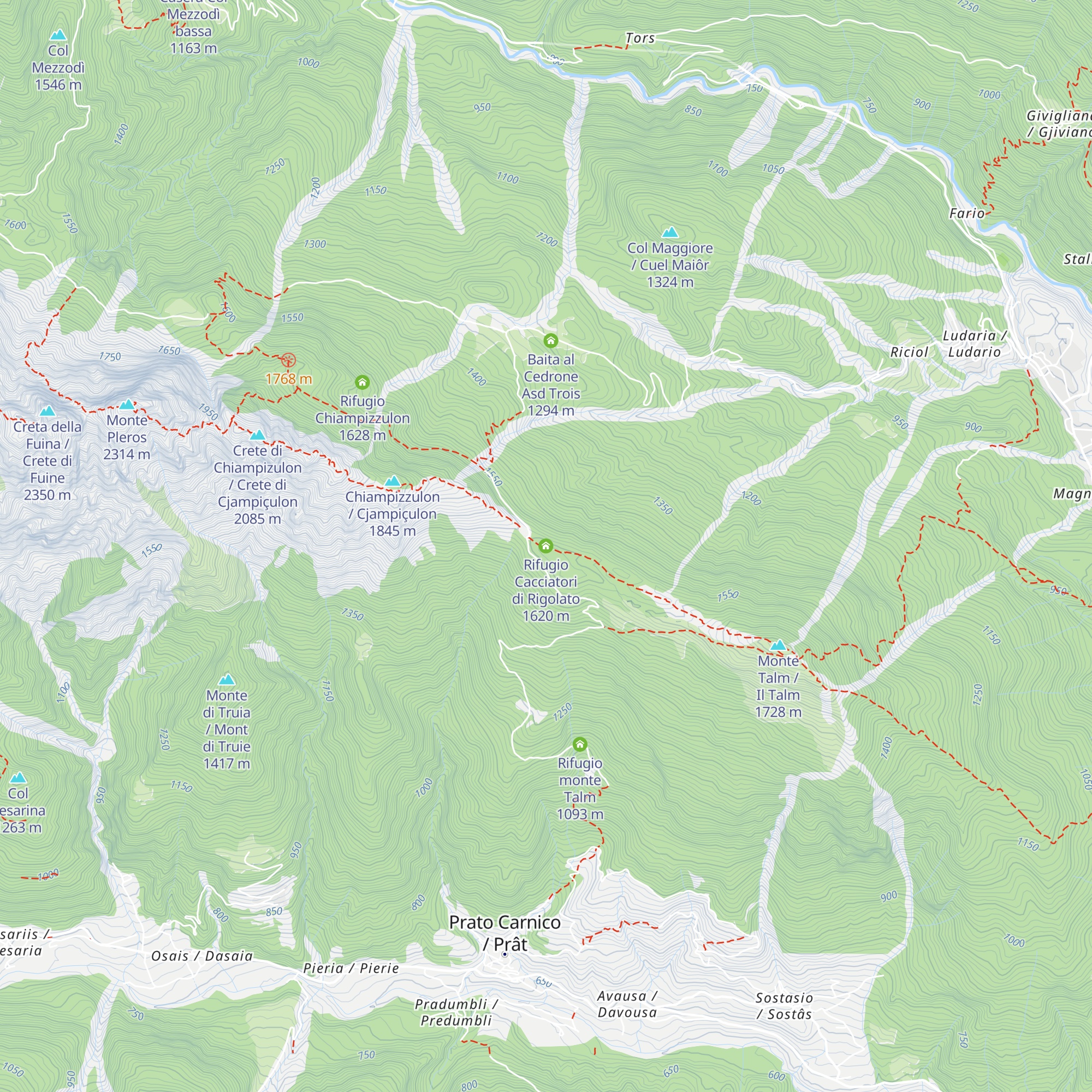 Rifugio Cacciatori di Rigolato map