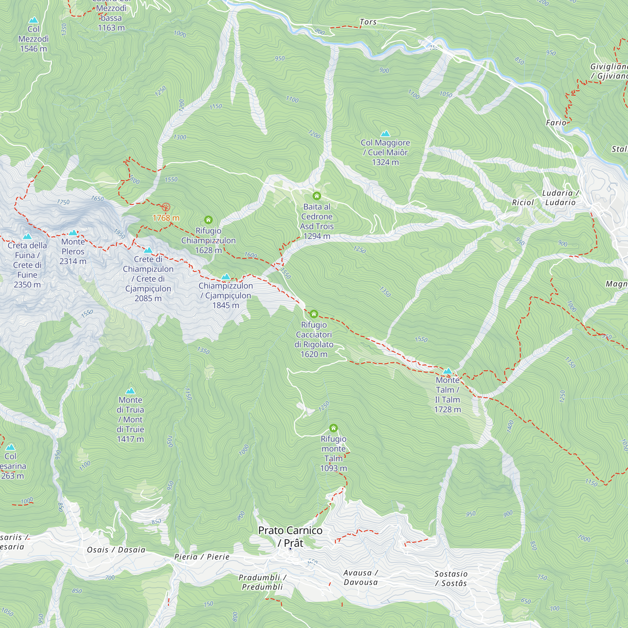 Rifugio Cacciatori di Rigolato map