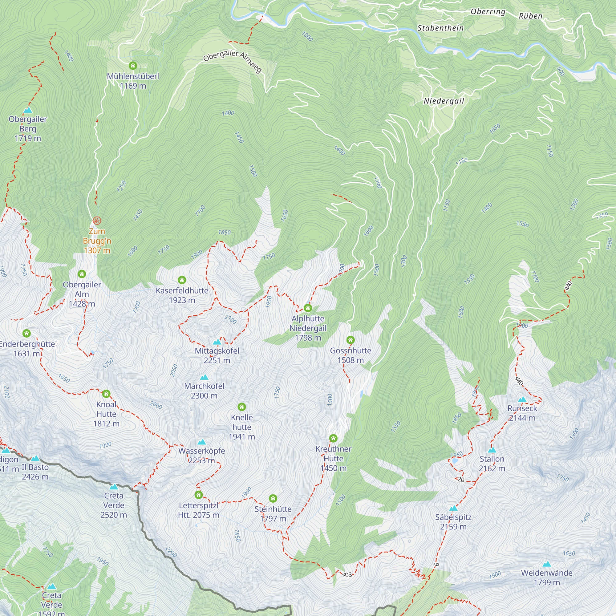 Alplhütte Niedergail map