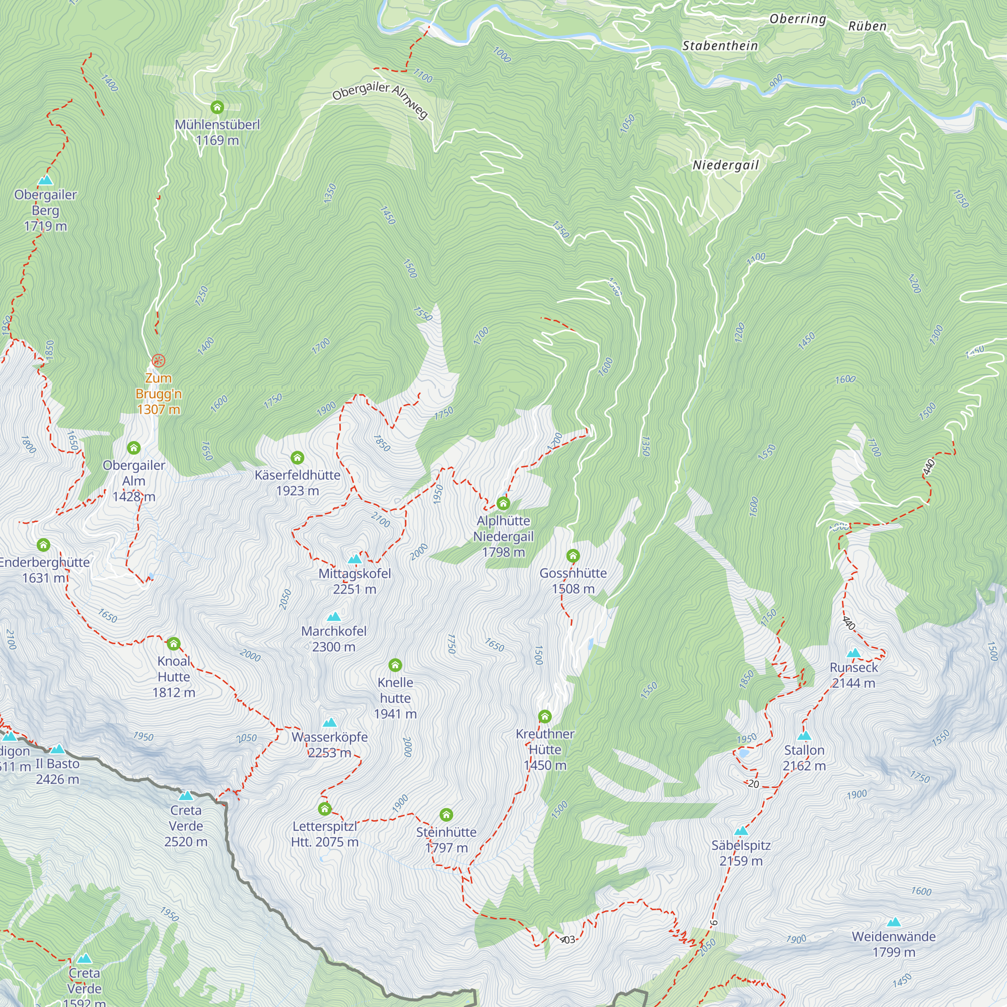 Alplhütte Niedergail map