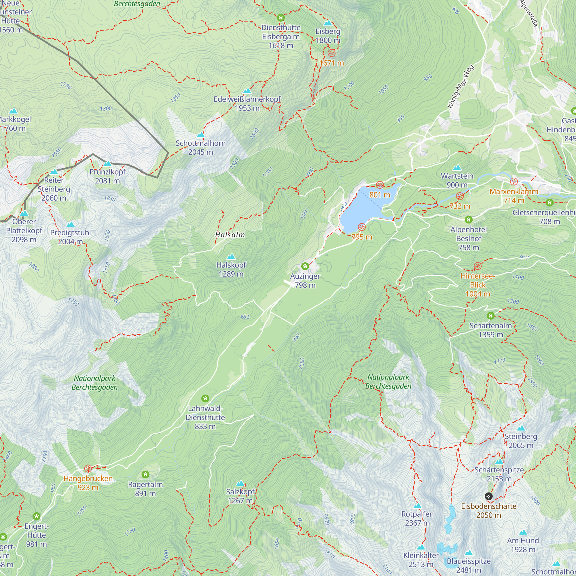 Nationalpark-Infostelle Hintersee Klausbachhaus map