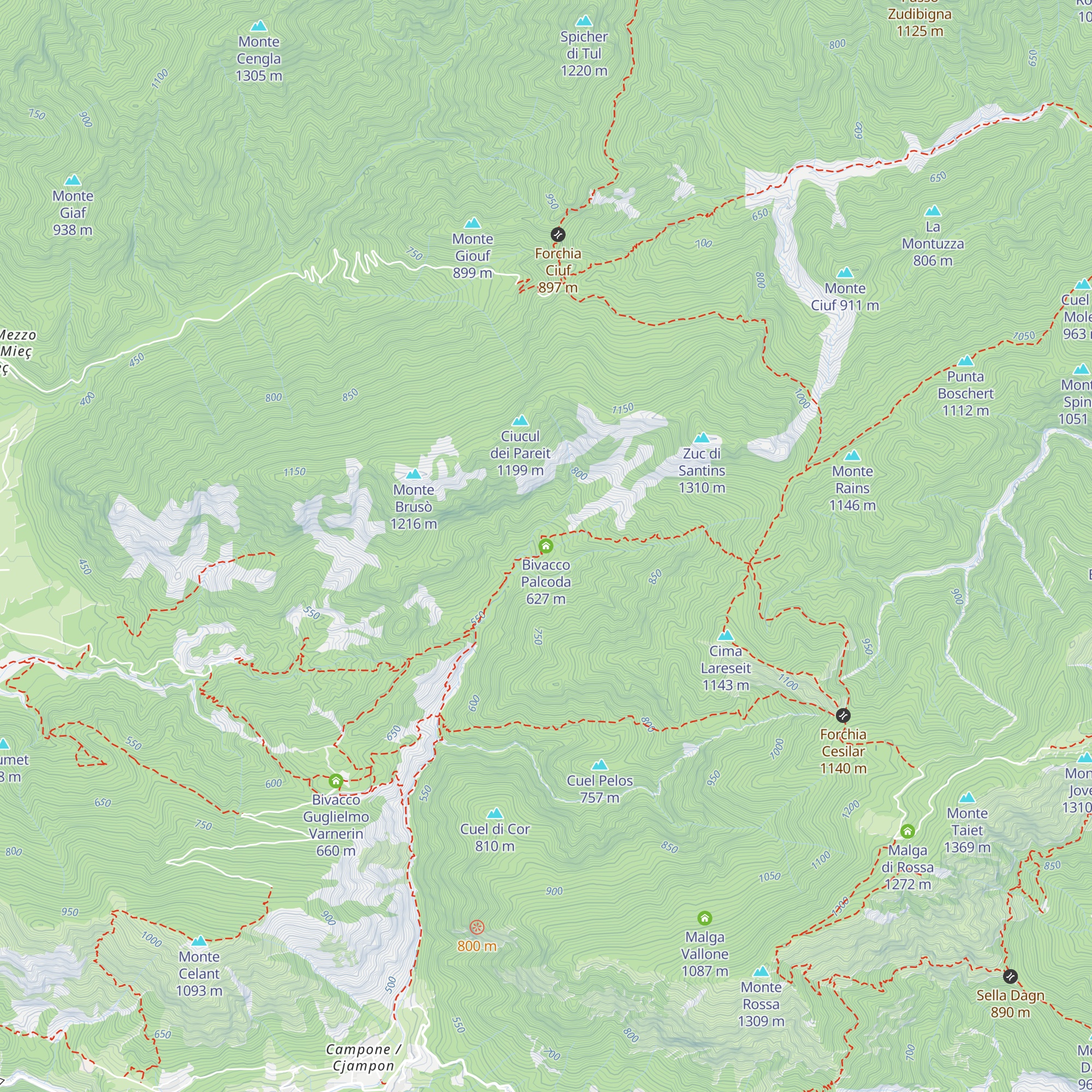 Bivacco Palcoda map