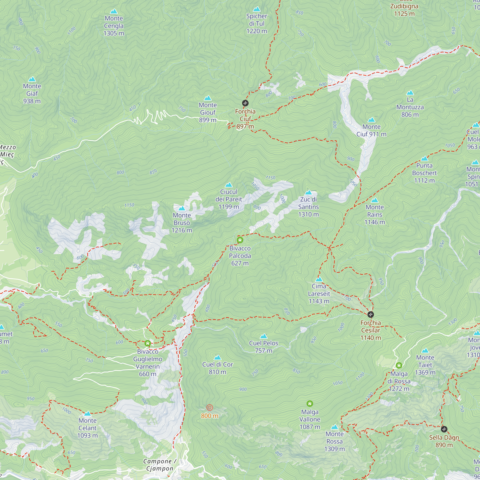 Bivacco Palcoda map