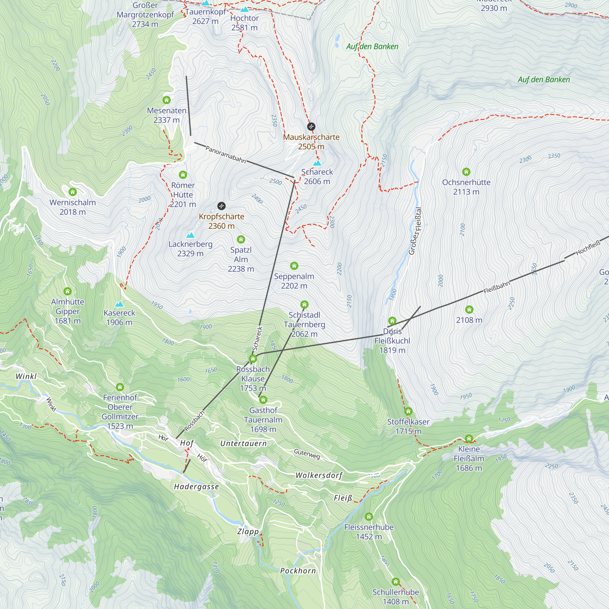 Schistadl Tauernberg map