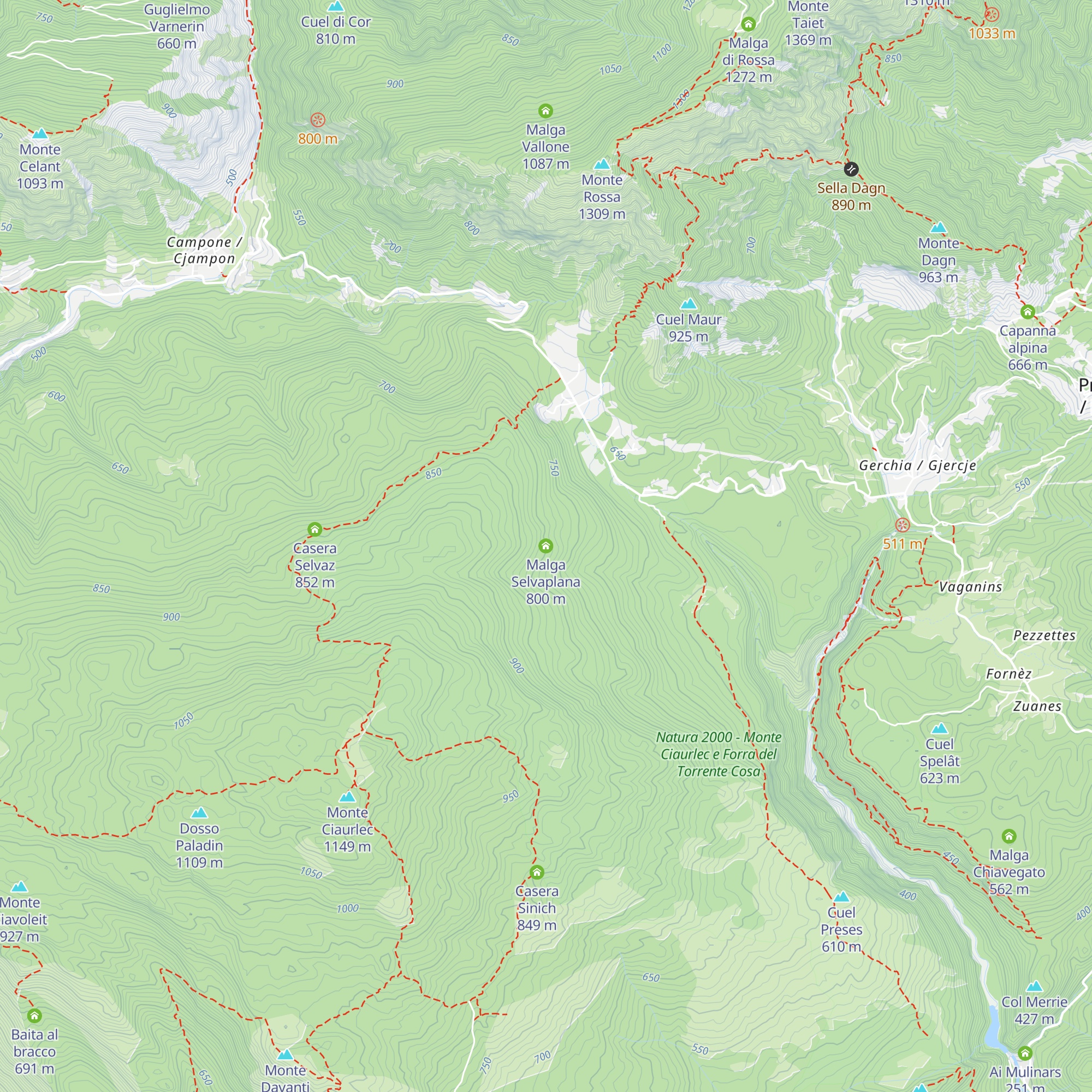 Malga Selvaplana map