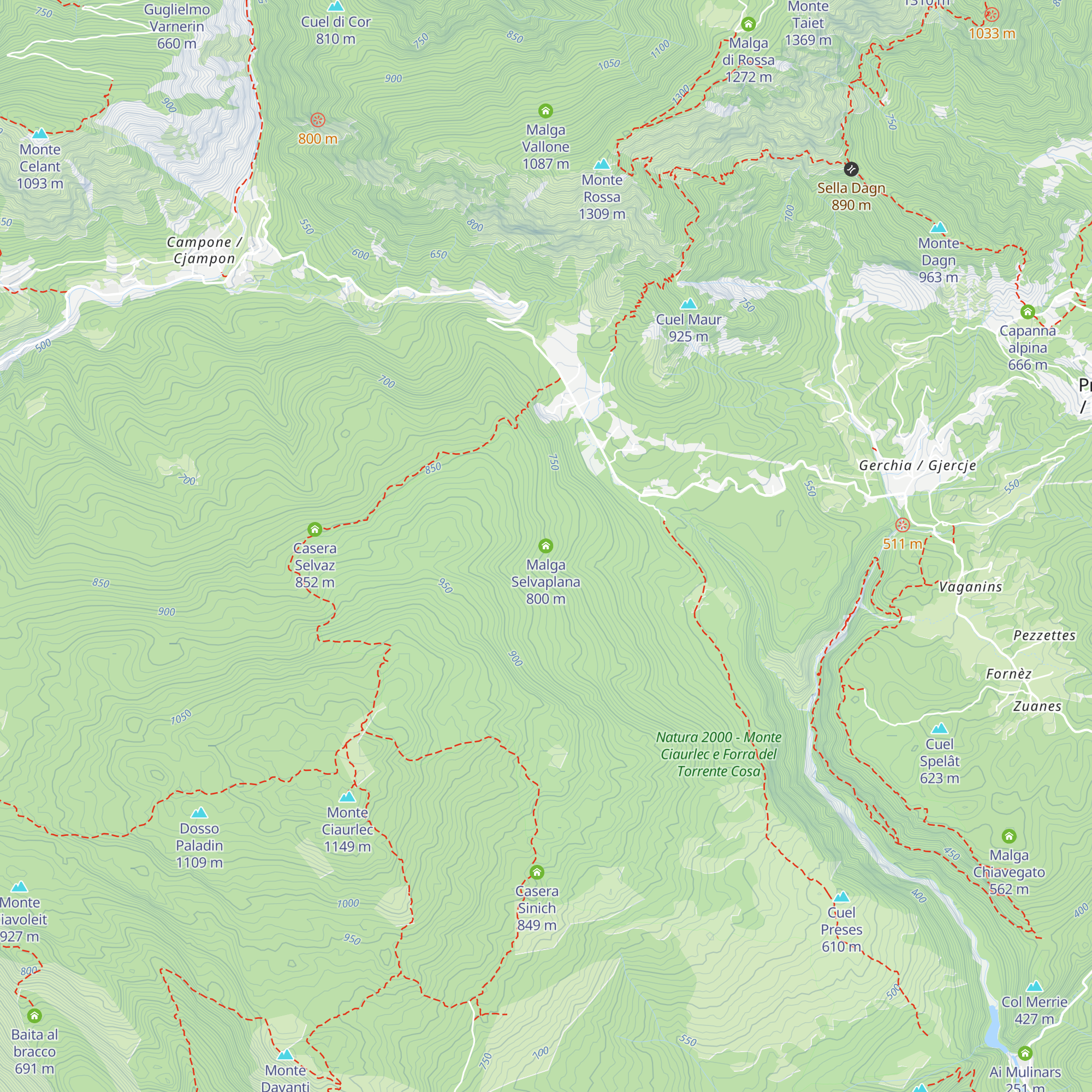 Malga Selvaplana map