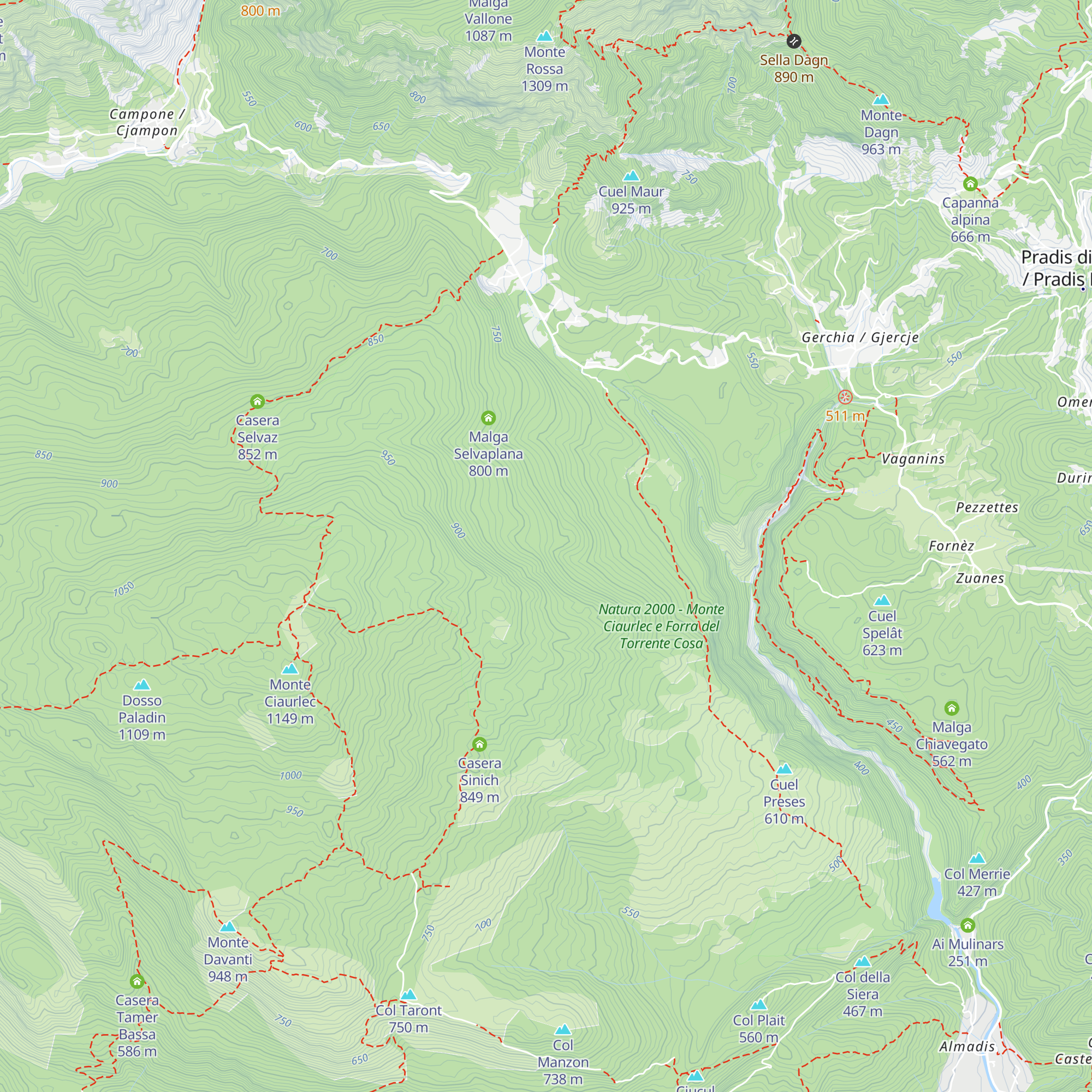 Malga Favidal map
