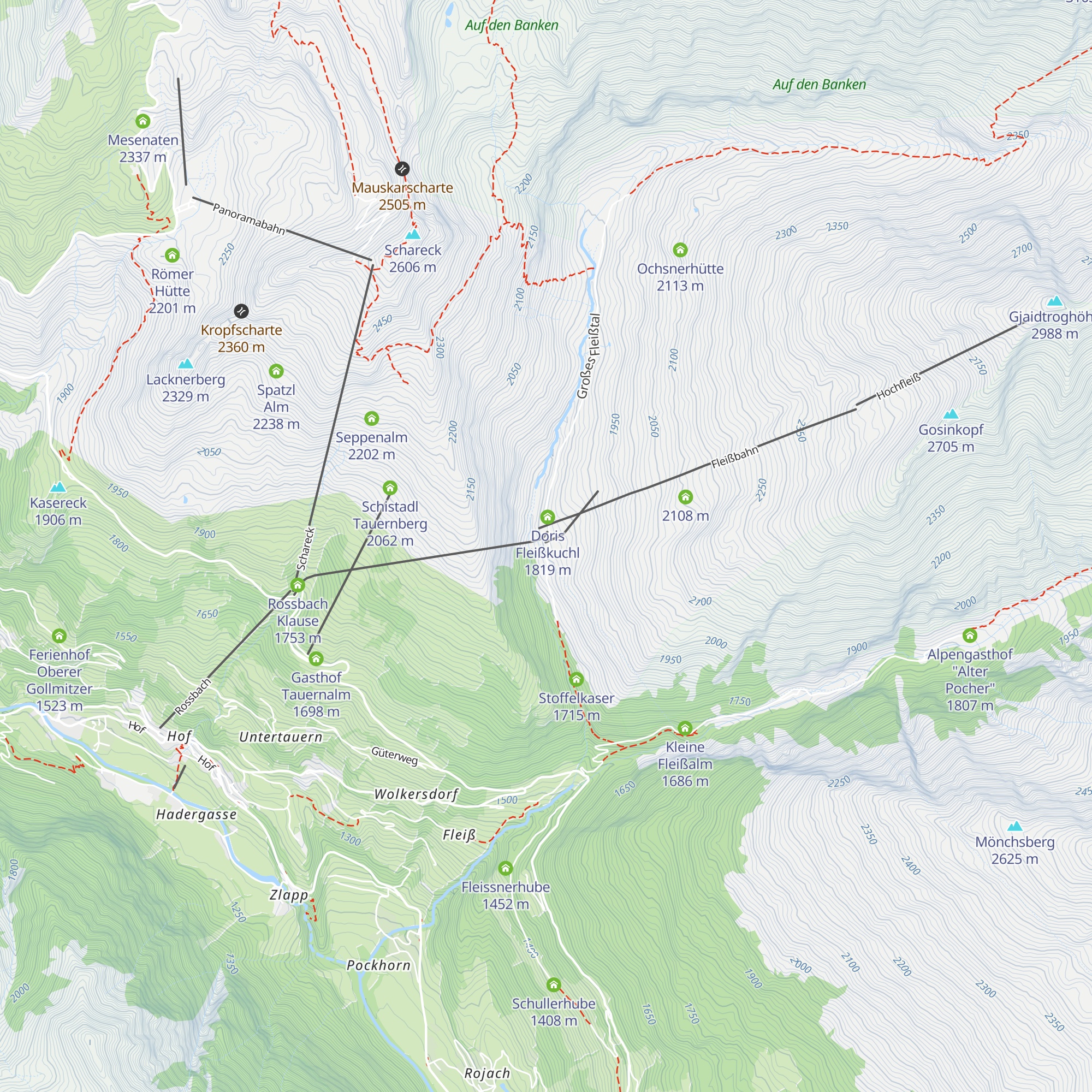 Skihütte Fleißalm map
