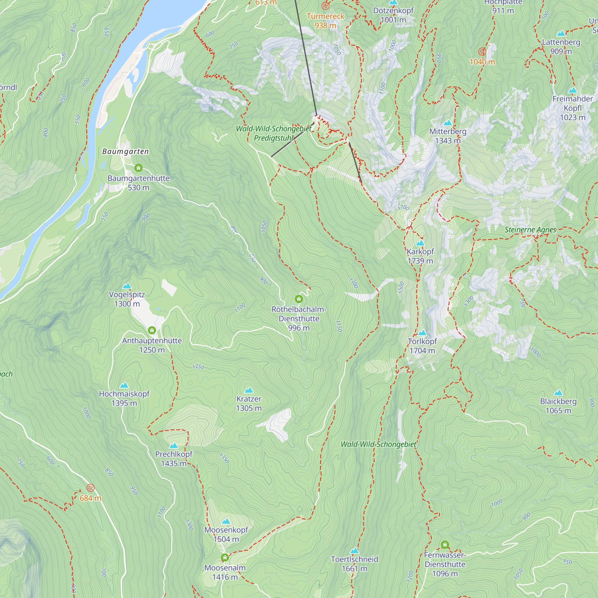 Röthelbachalm-Diensthütte map