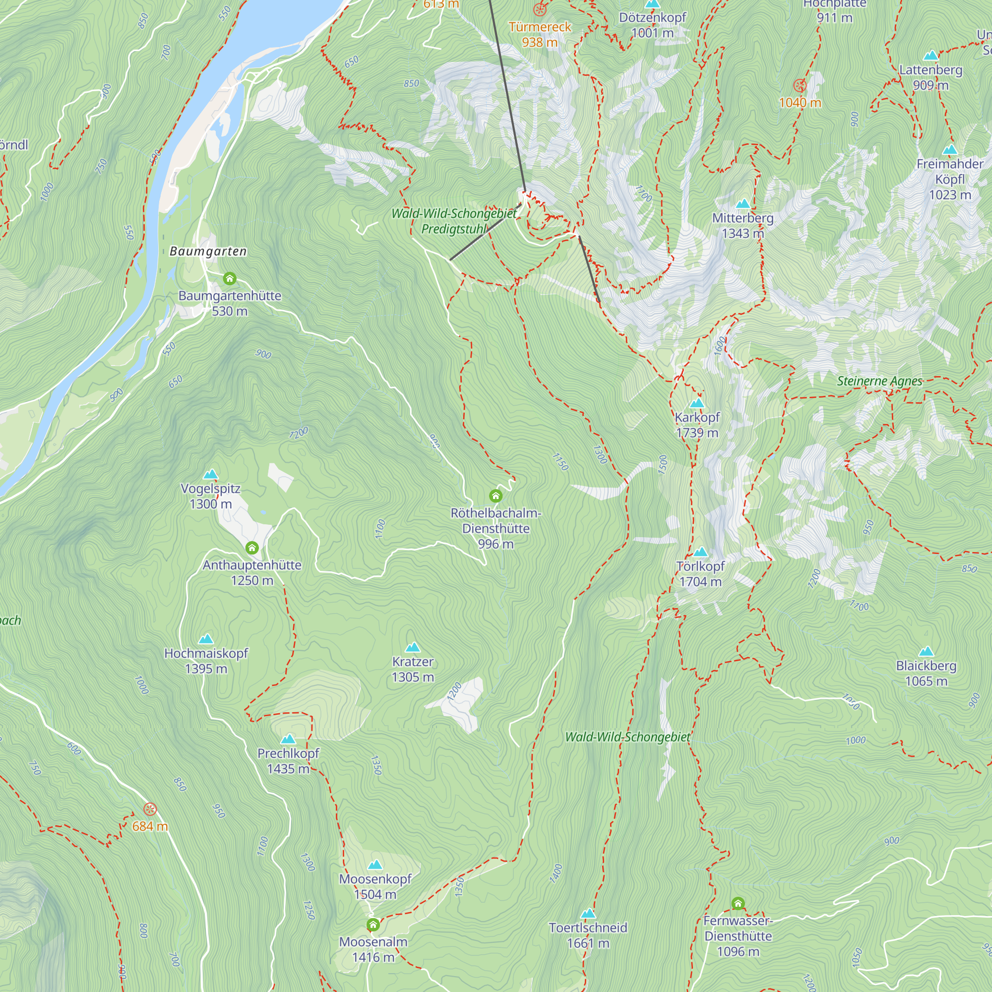 Röthelbachalm-Diensthütte map