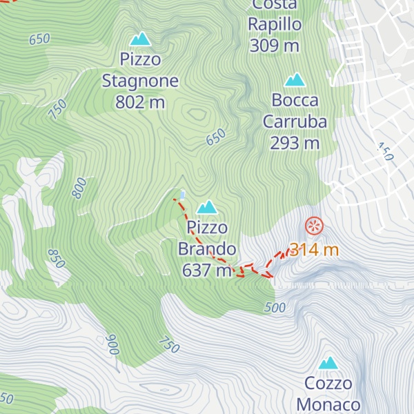 Map of Pizzo Brando