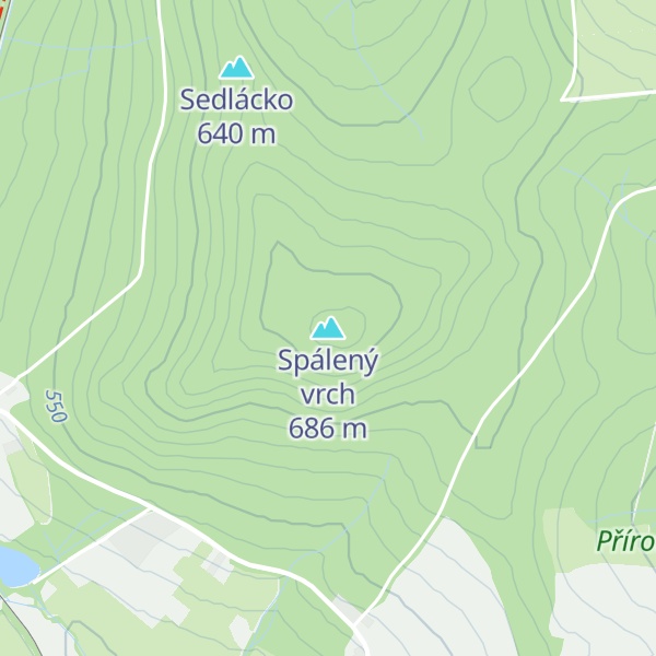 Map of Spálený vrch