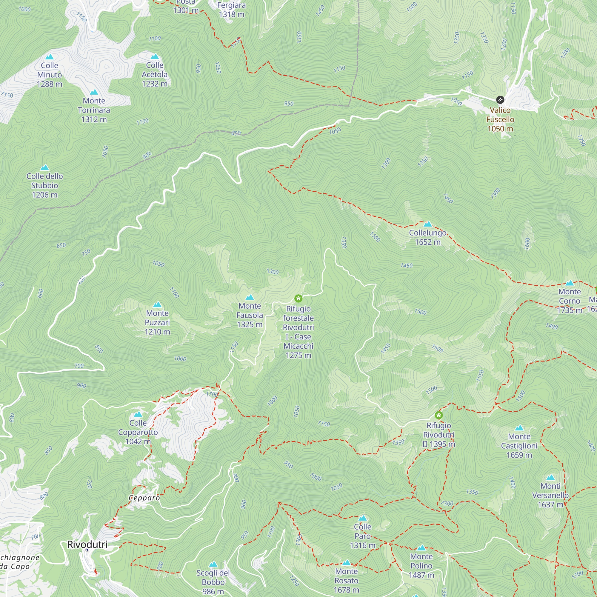 Rifugio forestale Rivodutri I - Case Micacchi map