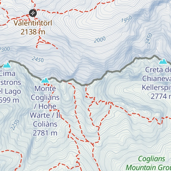 Map of Cima di Mezzo / Keller Warte