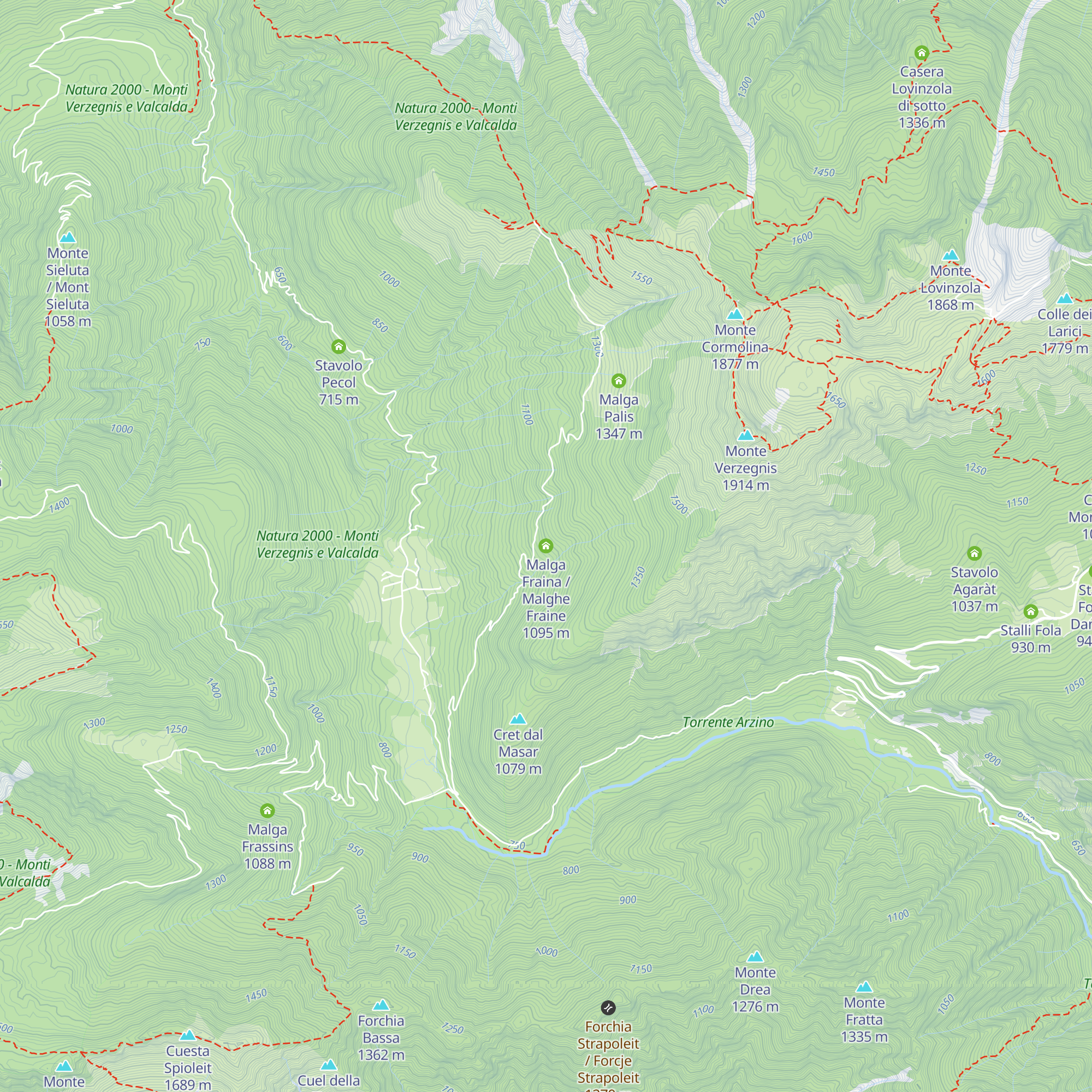 Malga Fraina / Malghe Fraine map