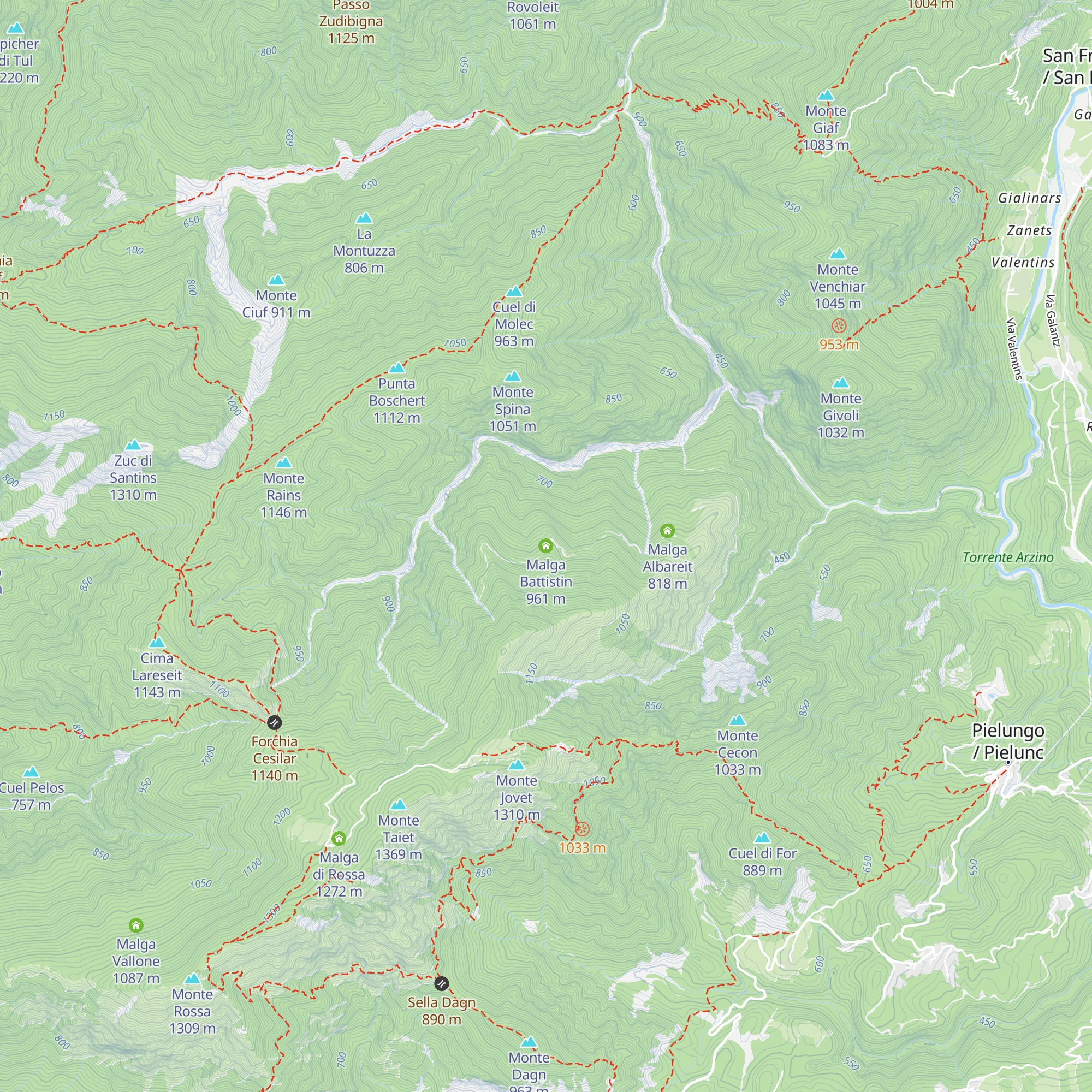 Malga Battistin map