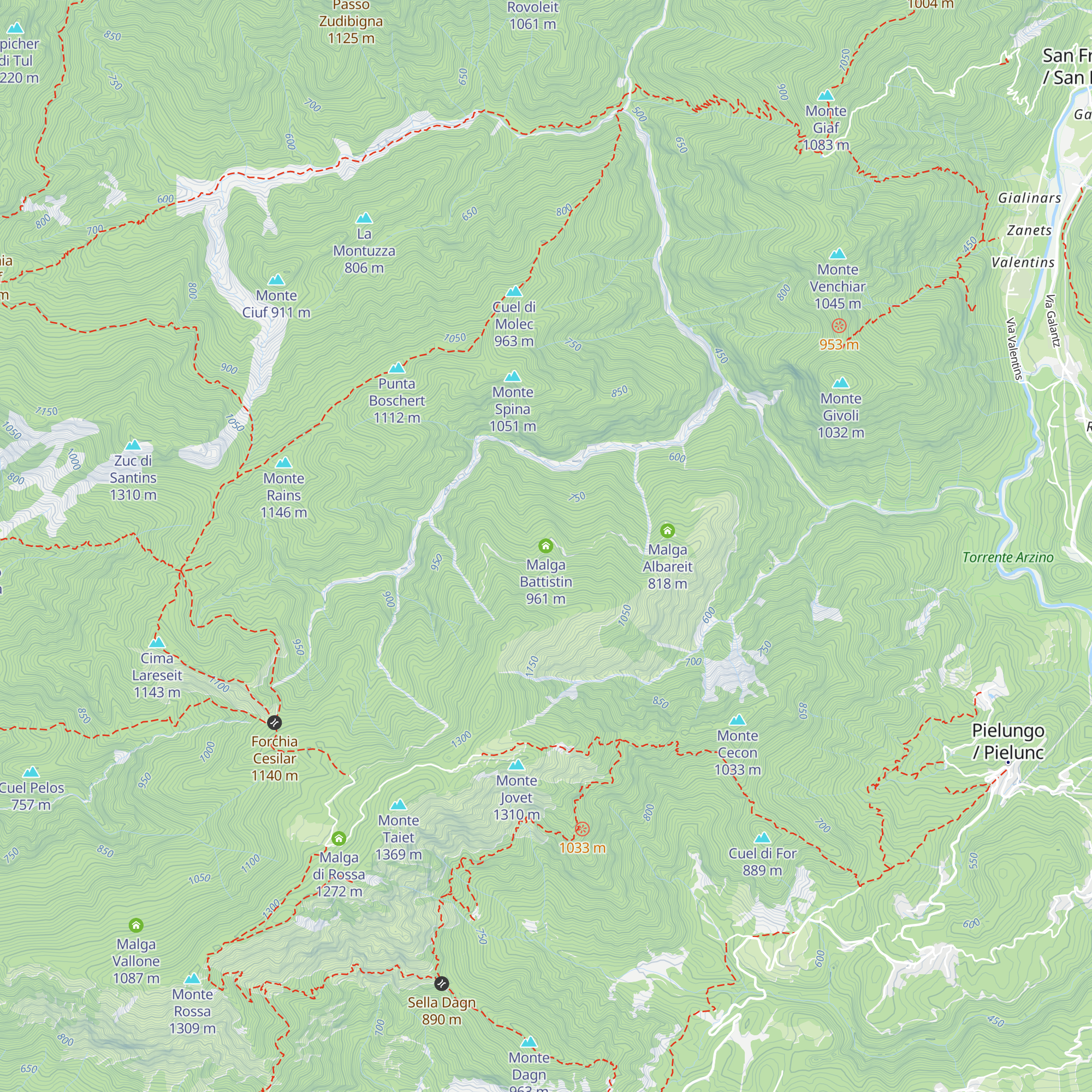 Malga Battistin map