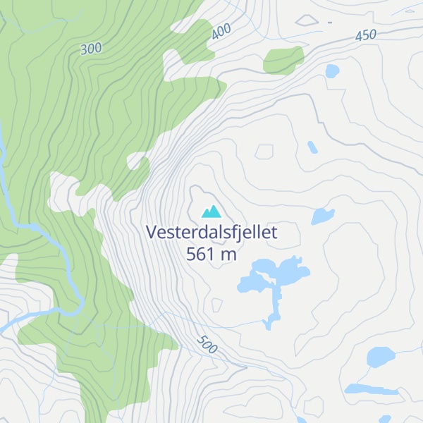 Map of Vesterdalsfjellet