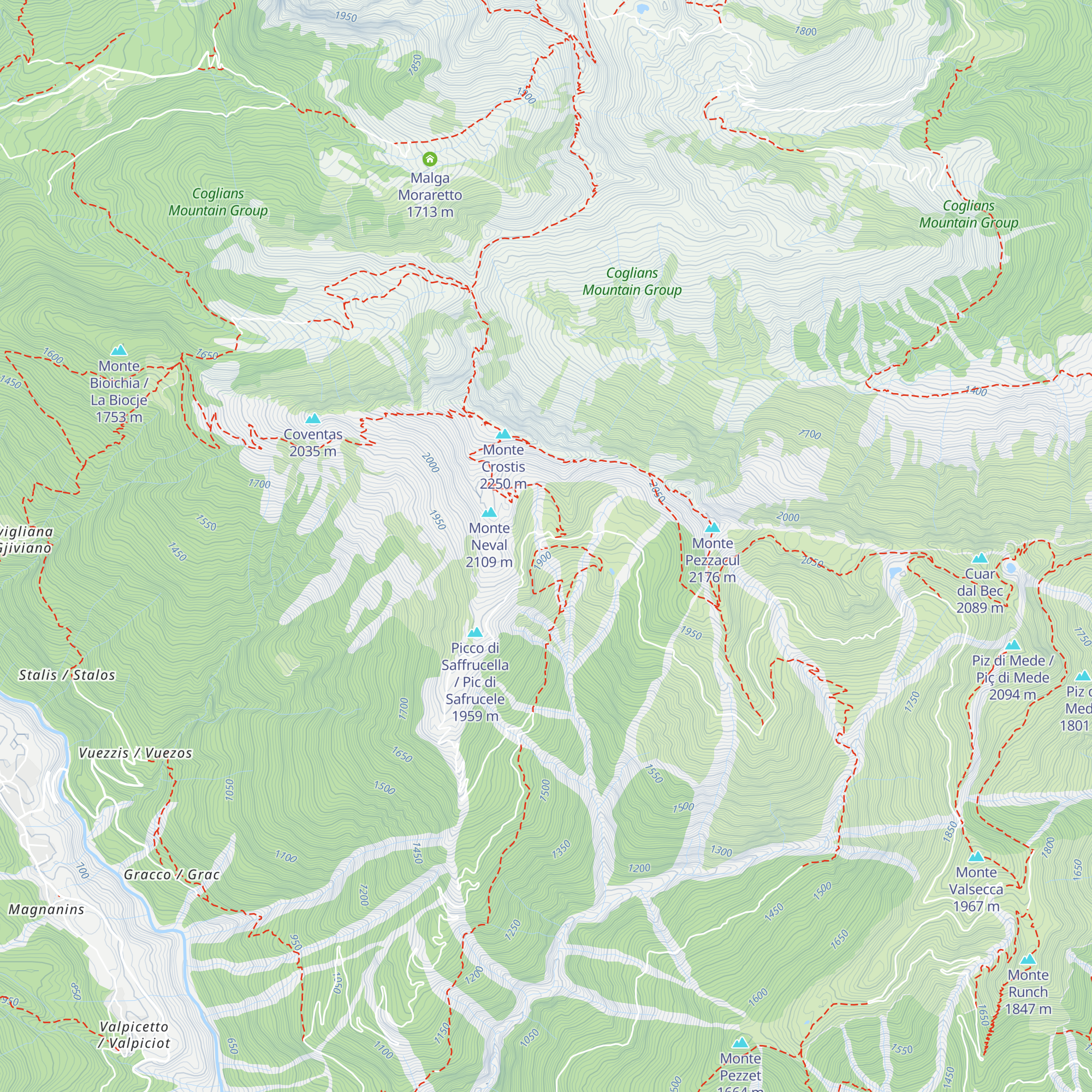 Rifugio Chiadinas map