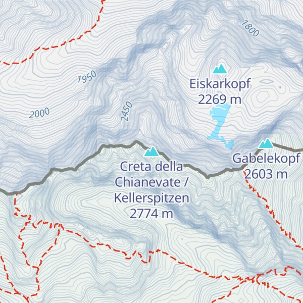 Map of Creta della Chianevate / Kellerspitzen