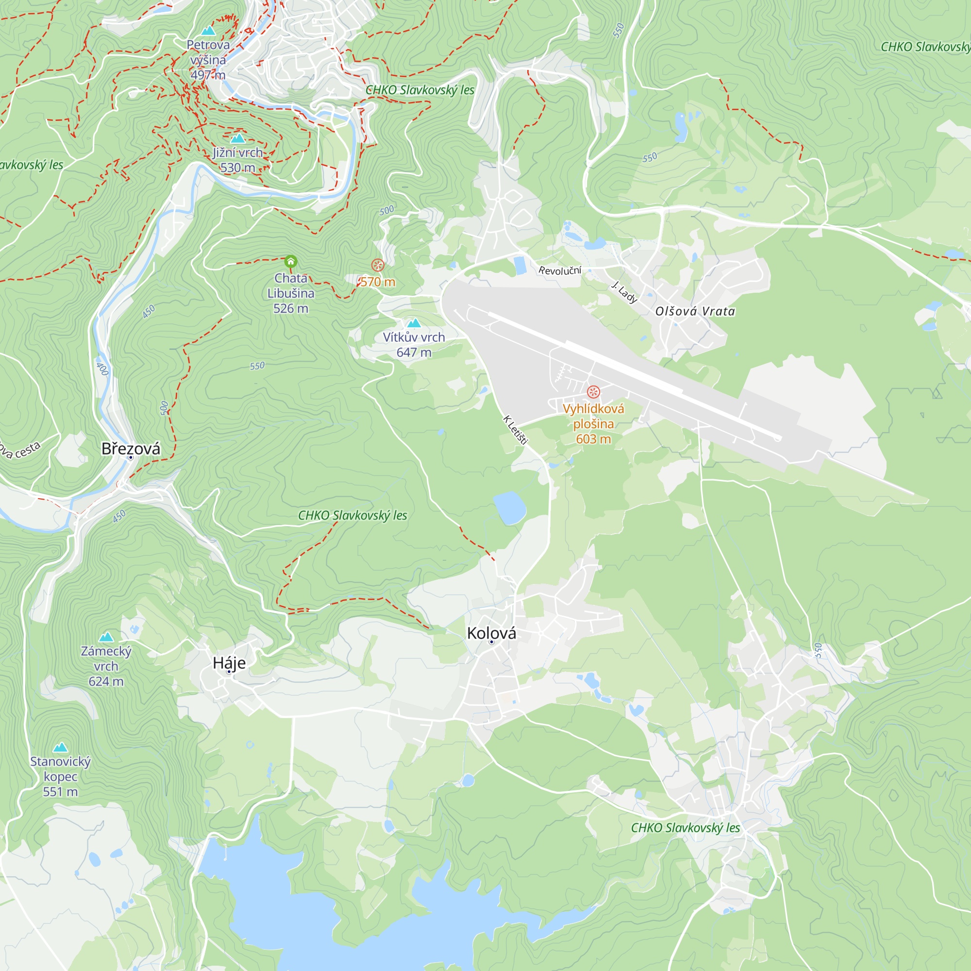 Chata U letiště map
