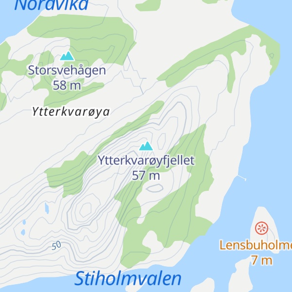Map of Ytterkvarøyfjellet