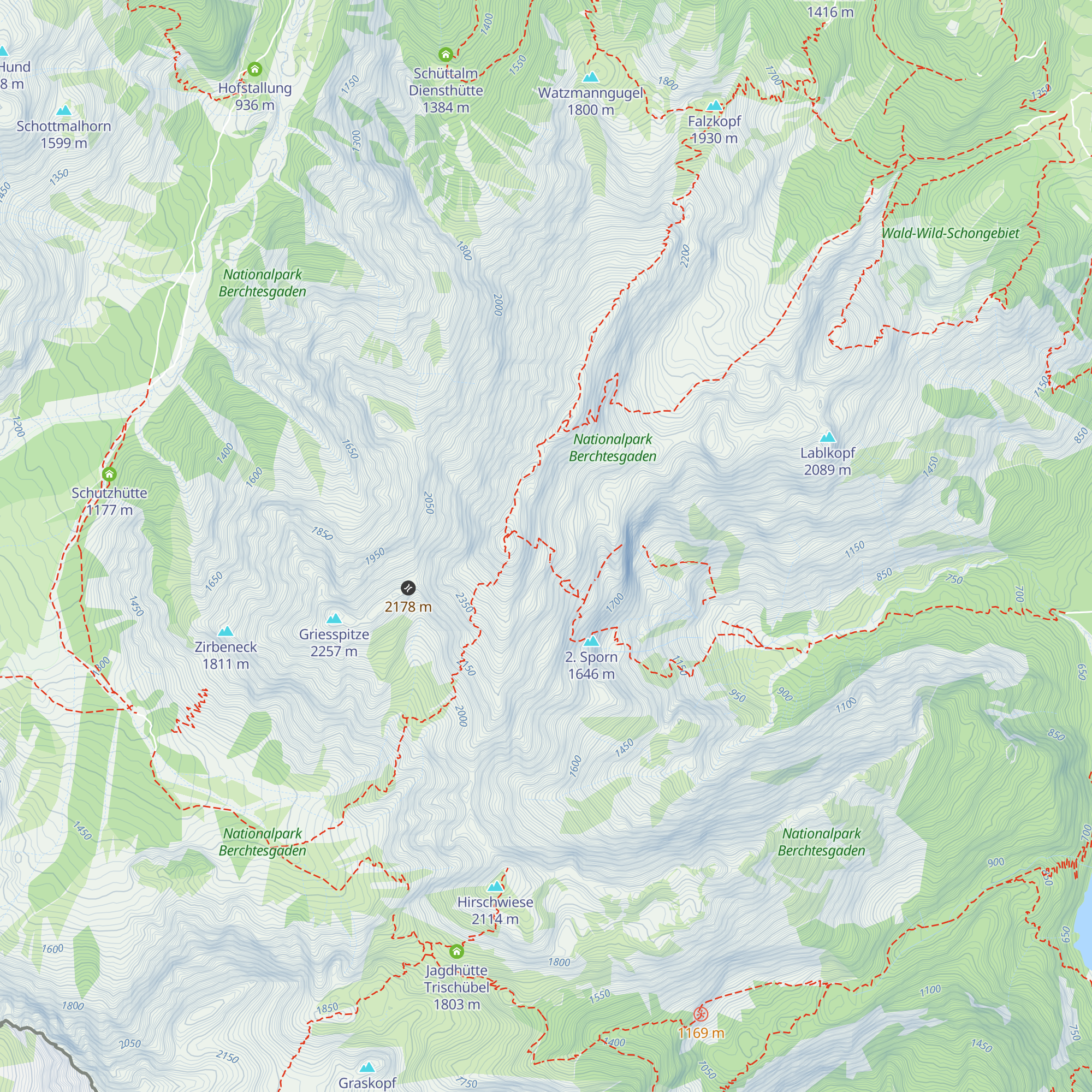 Watzmann-Ostwand-Biwakschachtel map