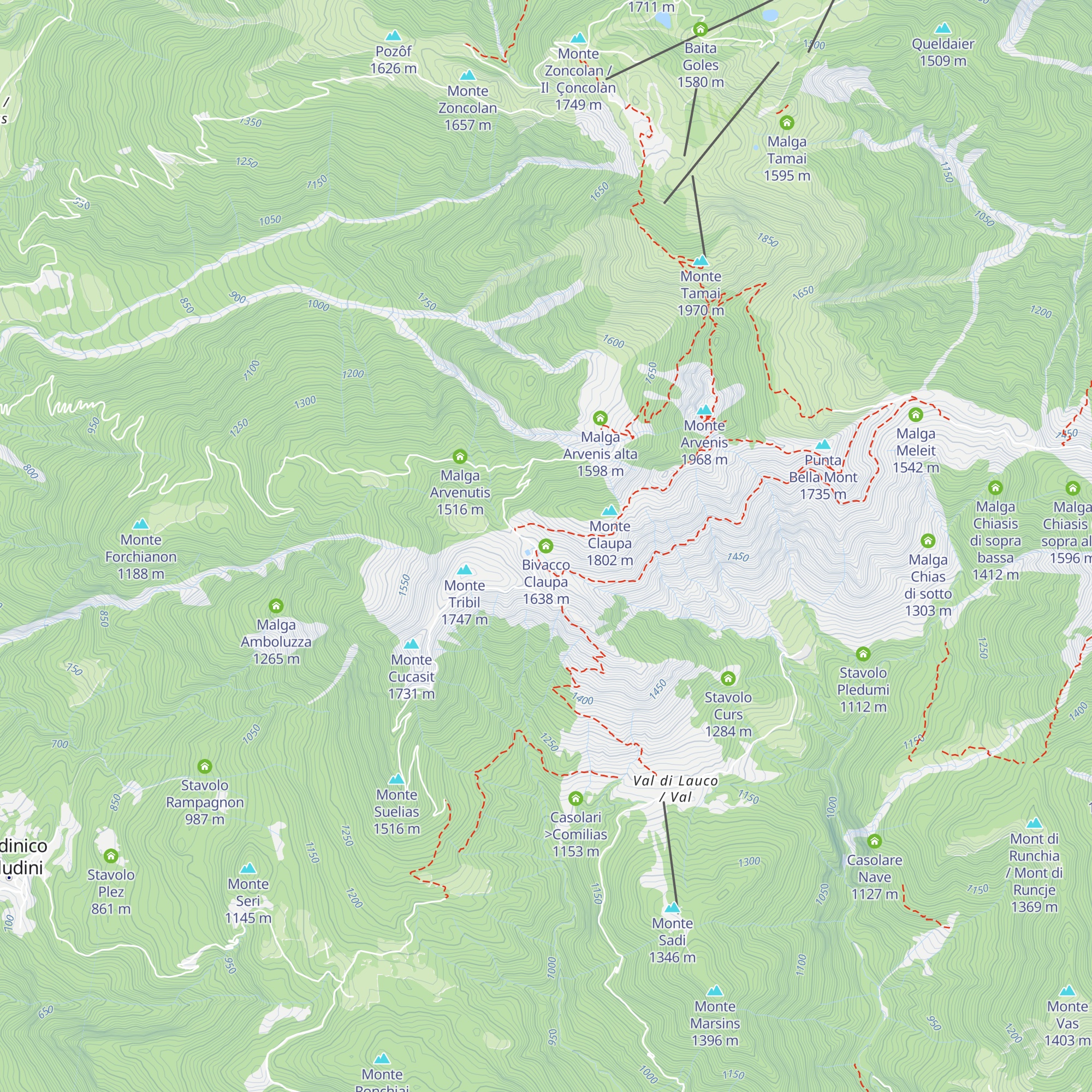 Bivacco Claupa map