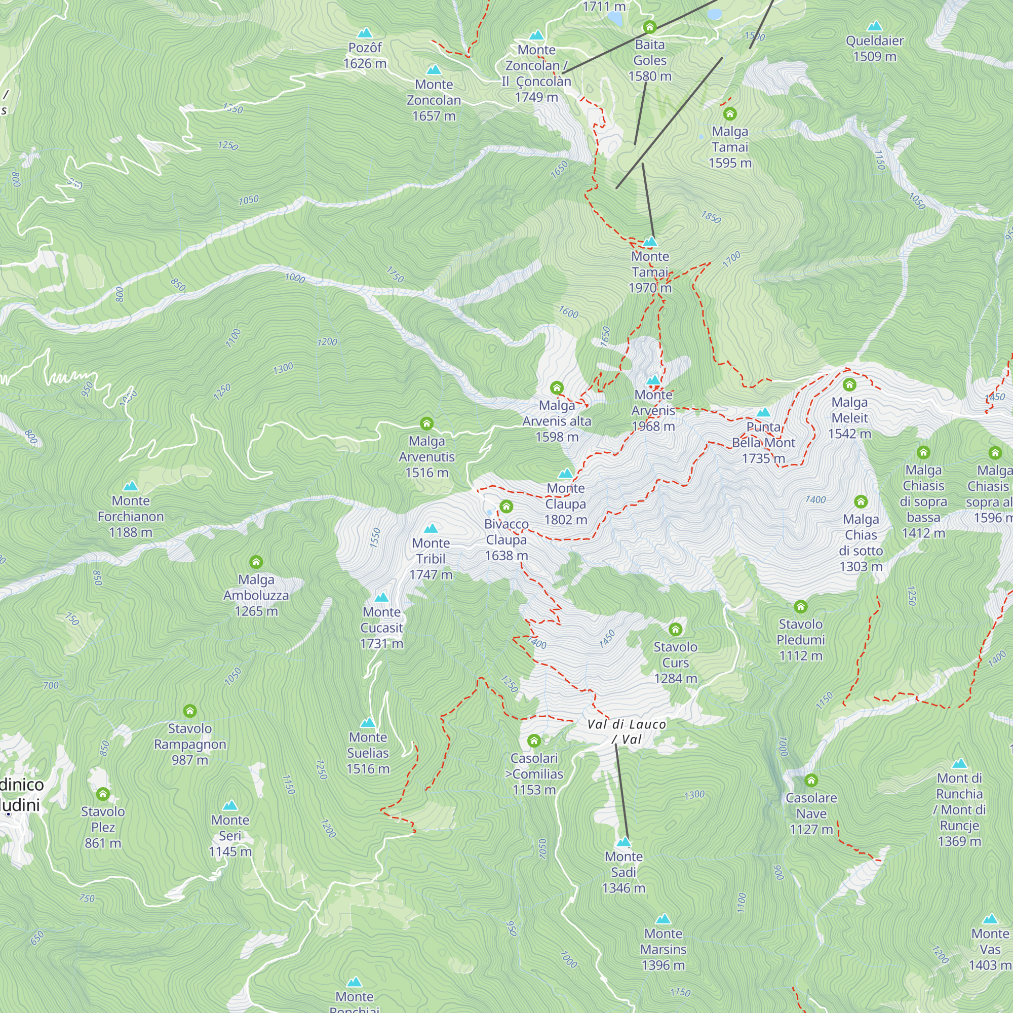 Bivacco Claupa map