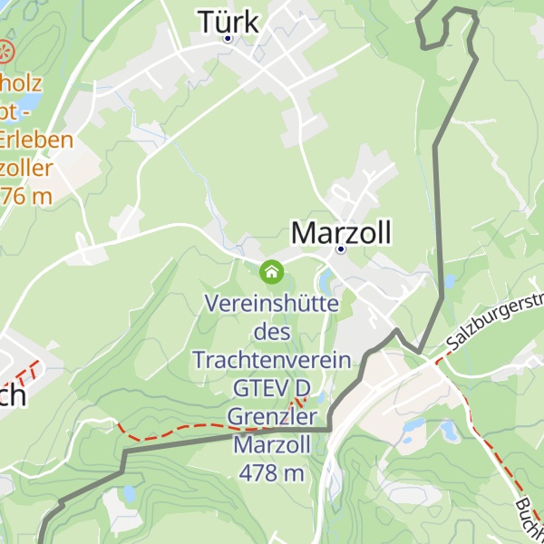 Map of Vereinshütte des Trachtenverein GTEV D Grenzler Marzoll