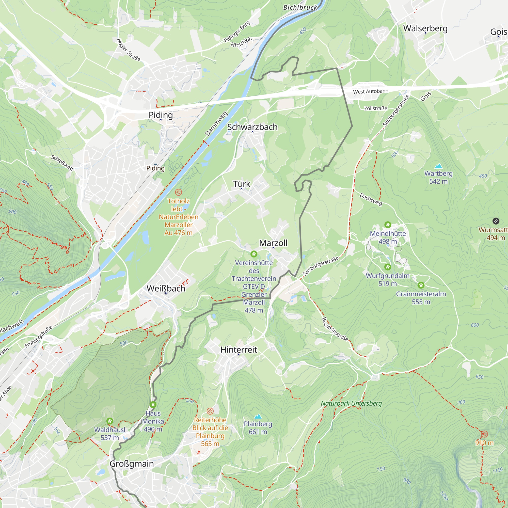 Vereinshütte des Trachtenverein GTEV D Grenzler Marzoll map