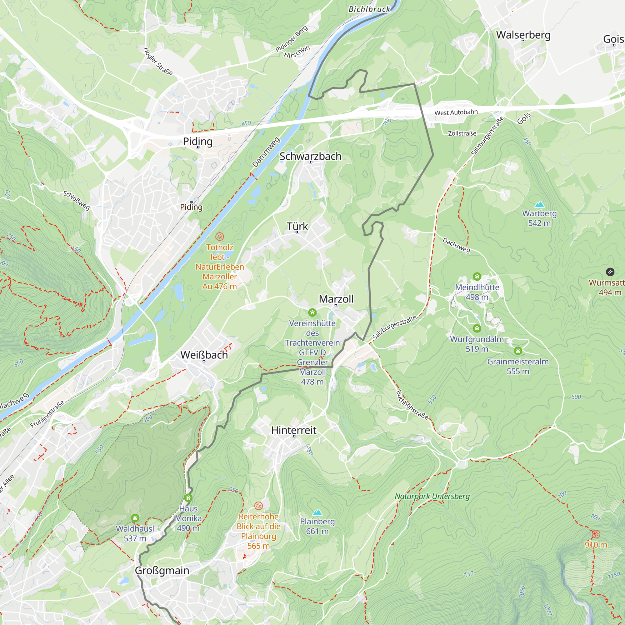 Vereinshütte des Trachtenverein GTEV D Grenzler Marzoll map