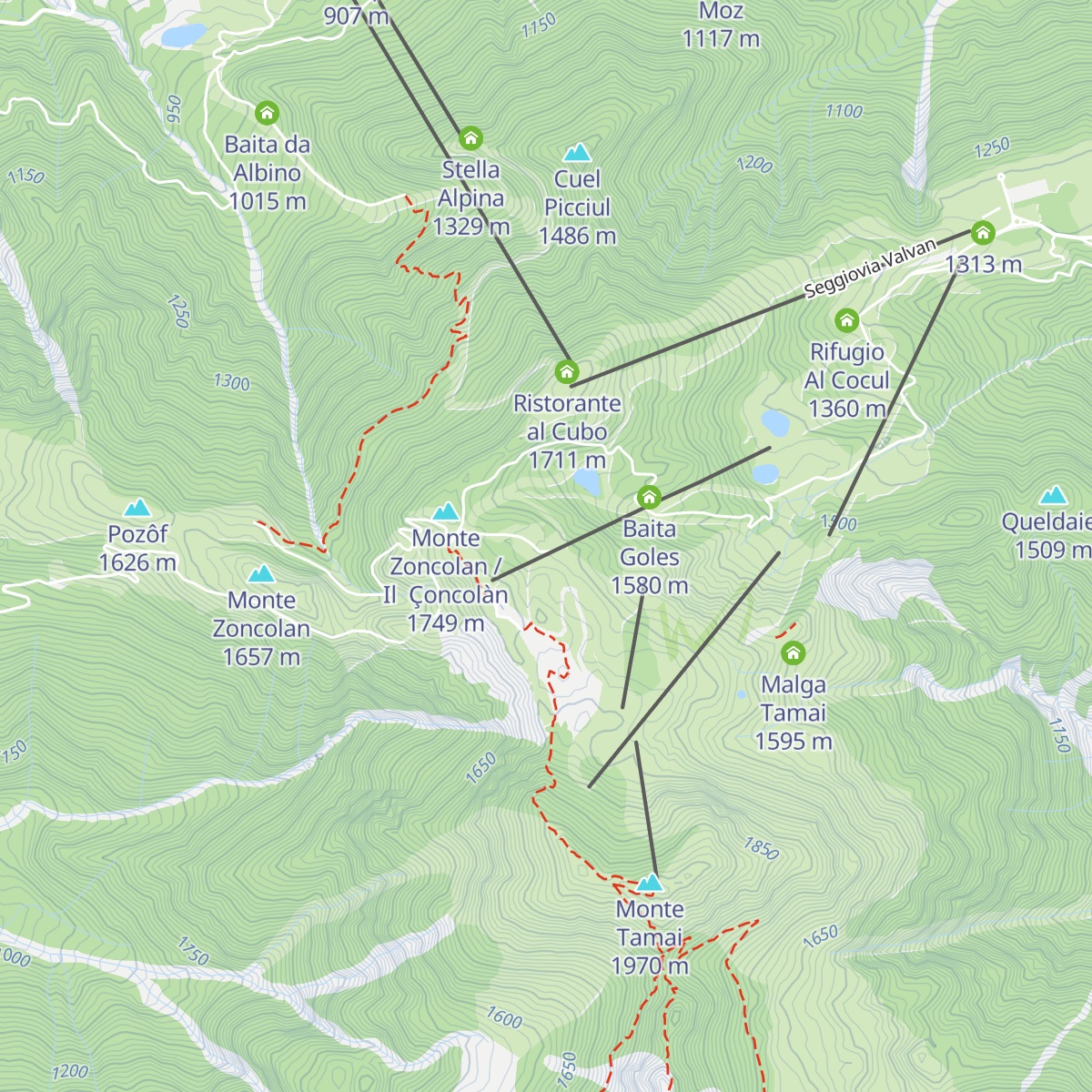 Rifugio Tamai map