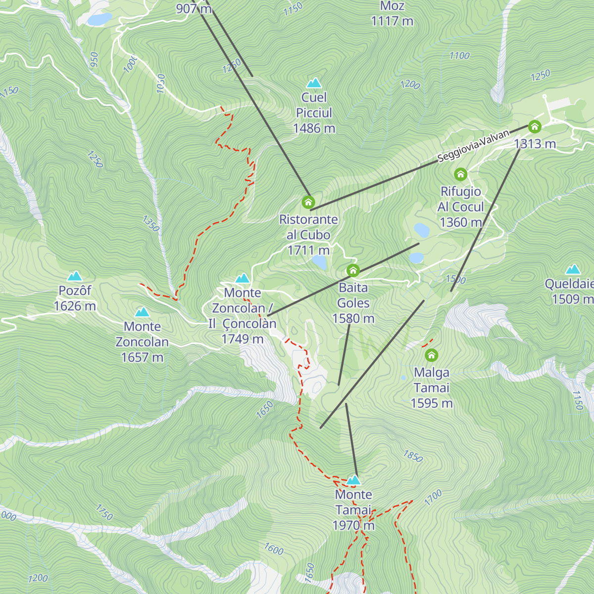 Rifugio Tamai map