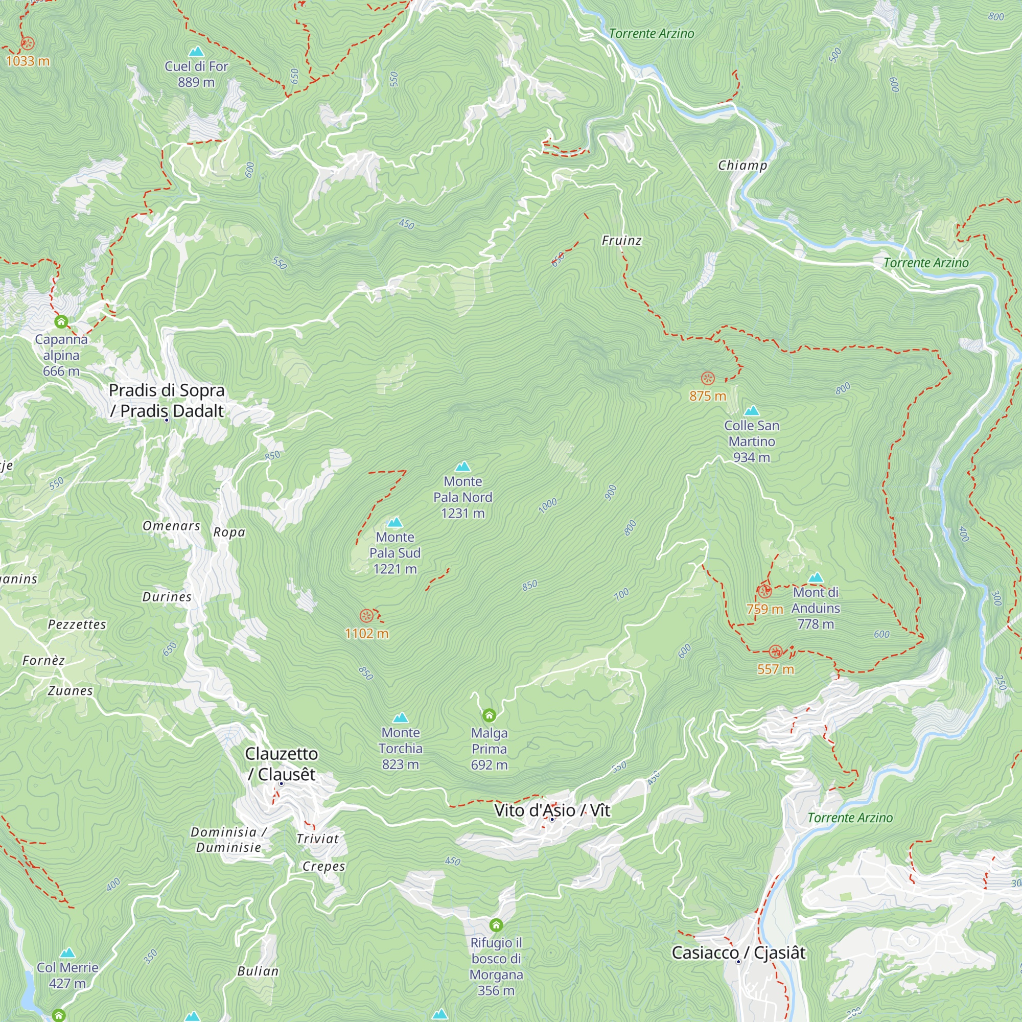 Malga Cecon map