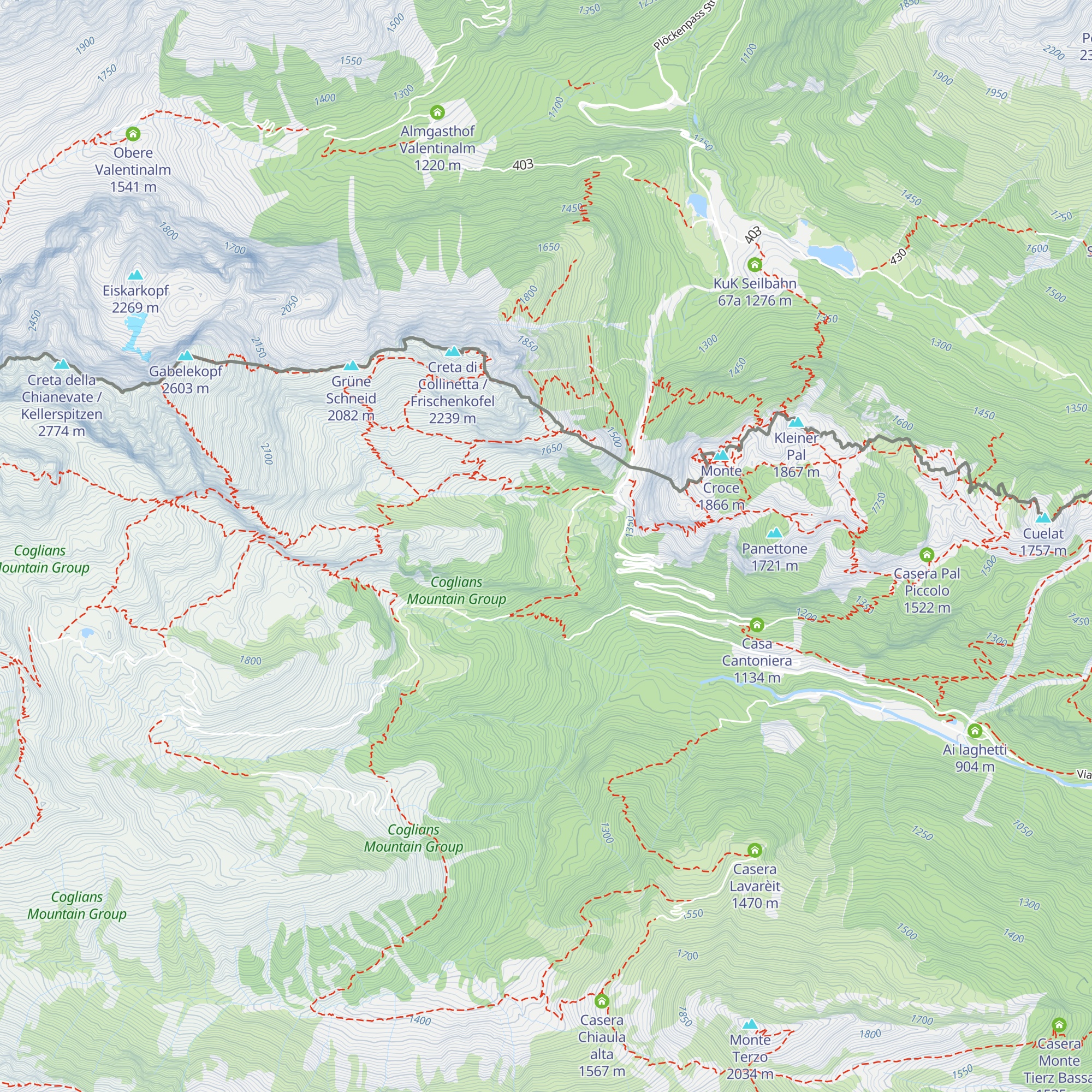 Casera Collinetta di sotto map