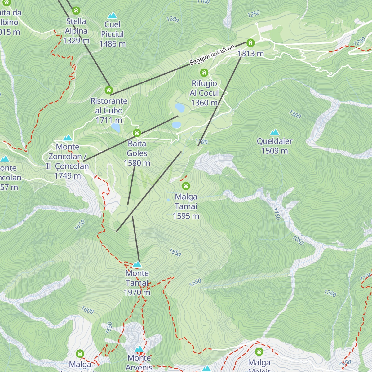 Malga Tamai map