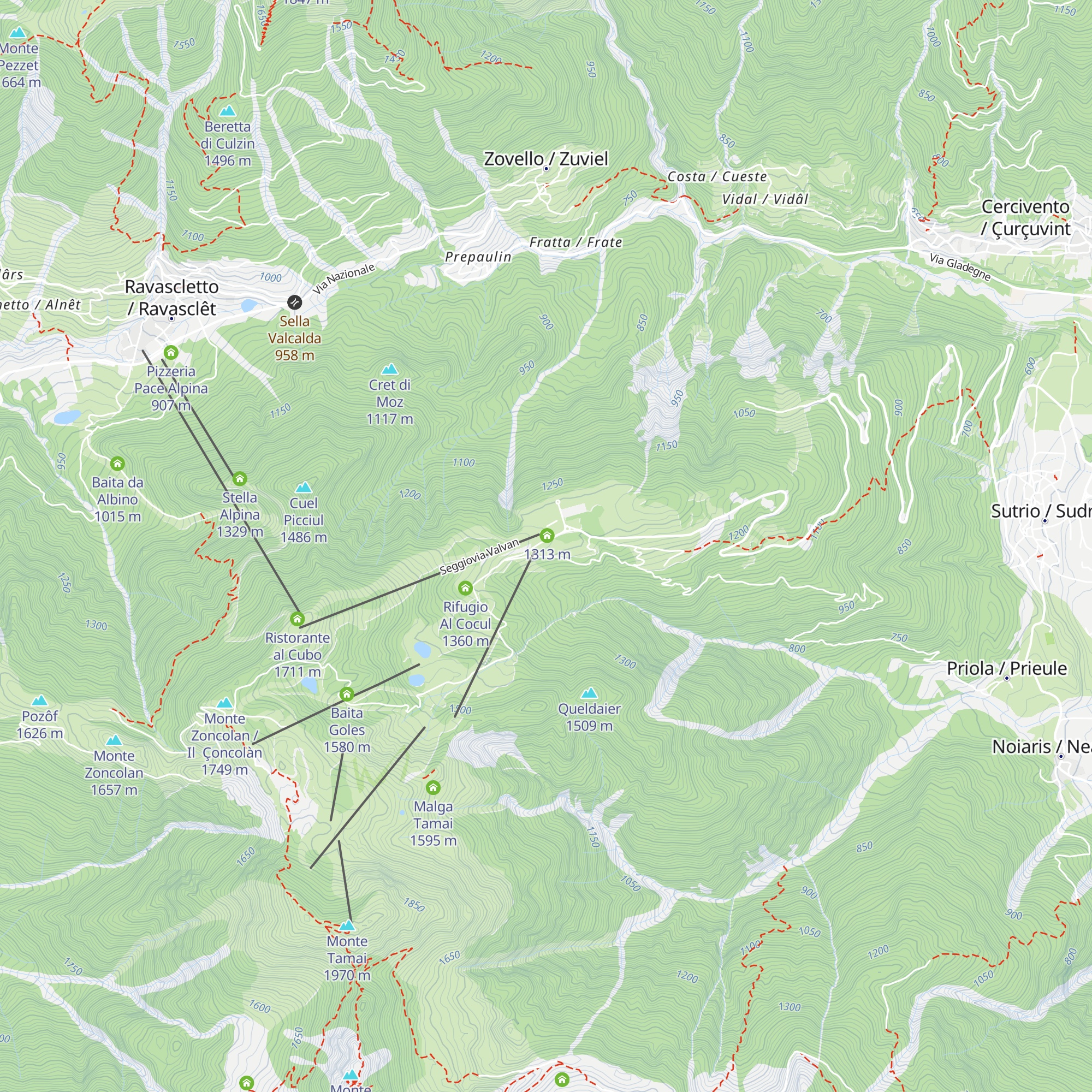 Baita al Pignau map