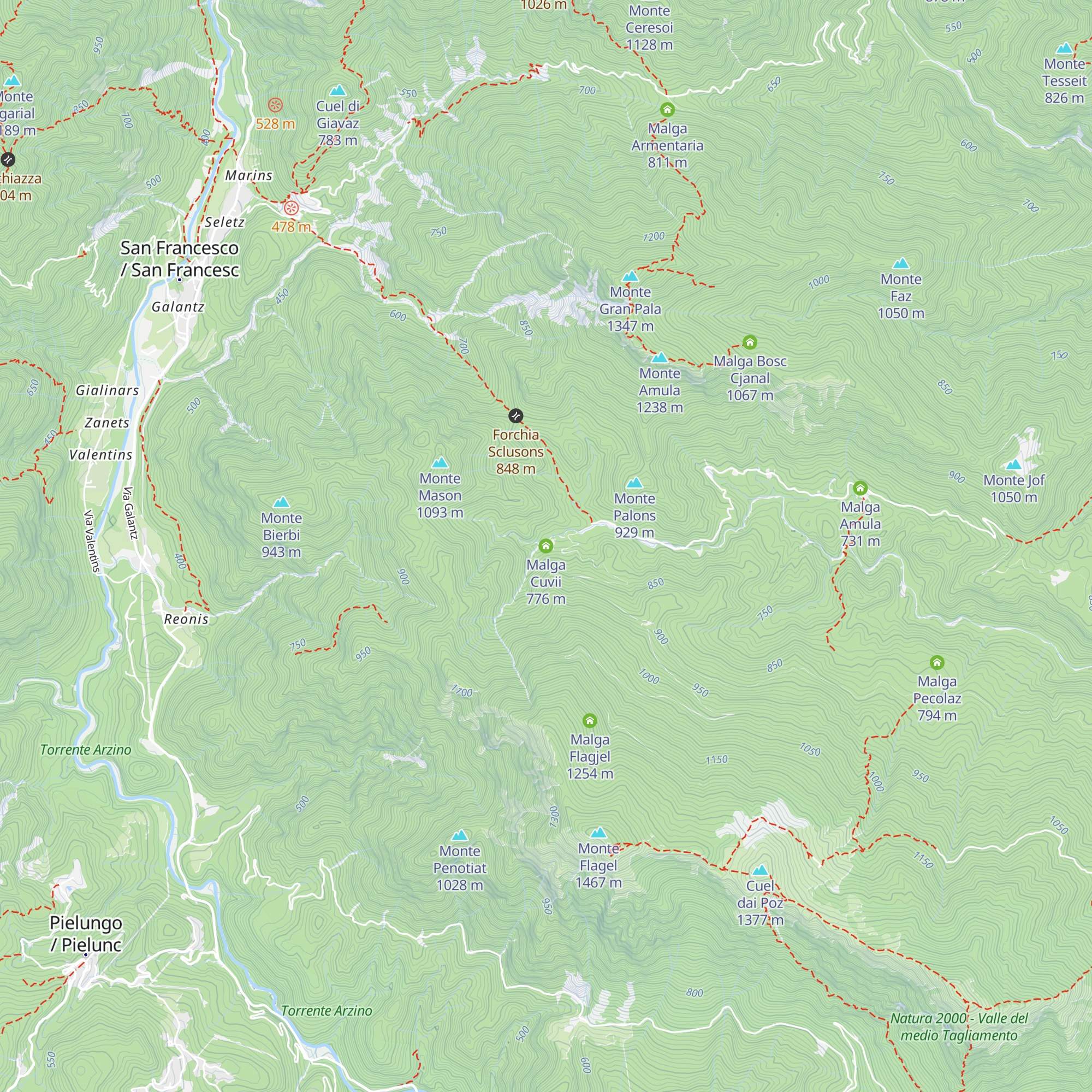 Malga Cuvii map