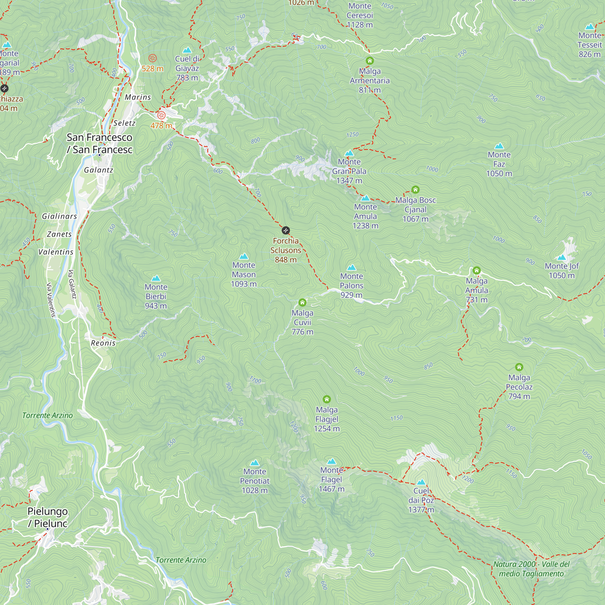 Malga Cuvii map