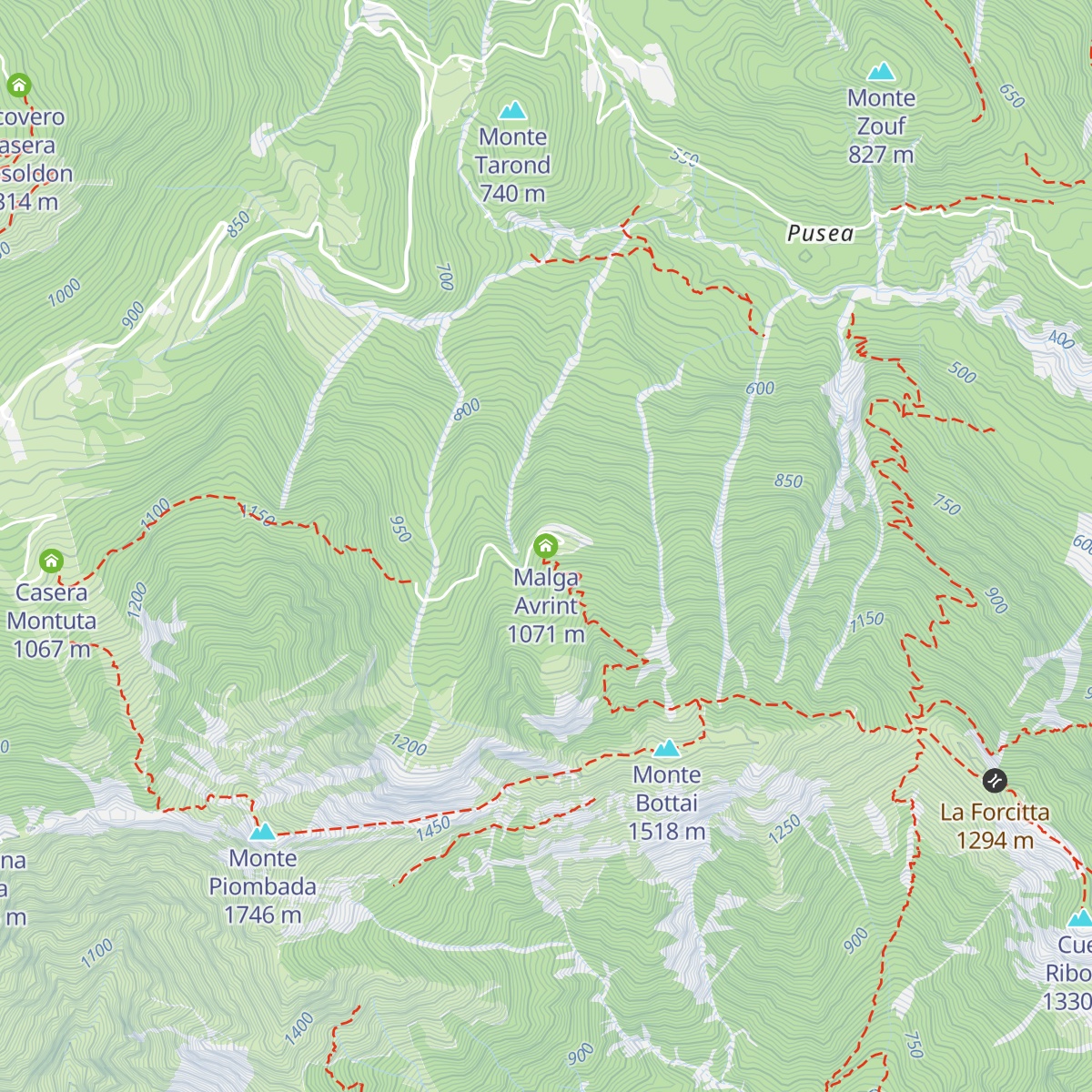 Malga Avrint map