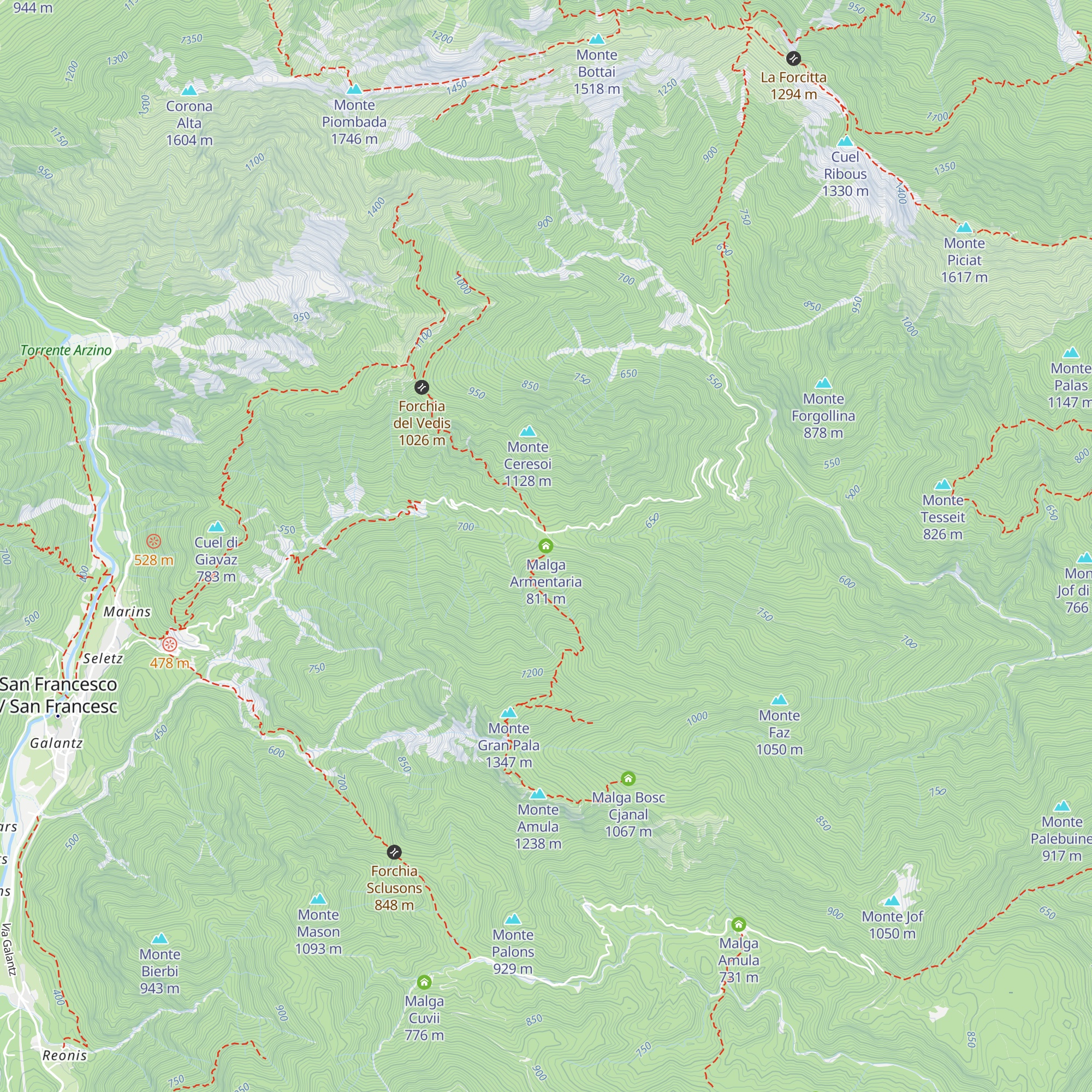 Malga Armentaria map