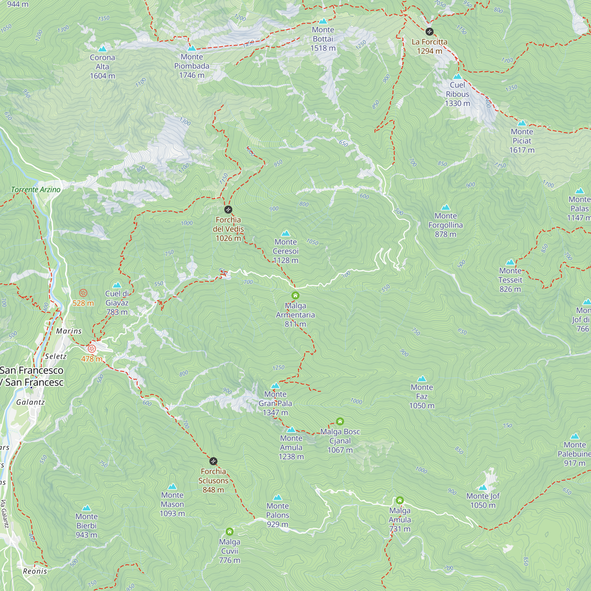 Malga Armentaria map