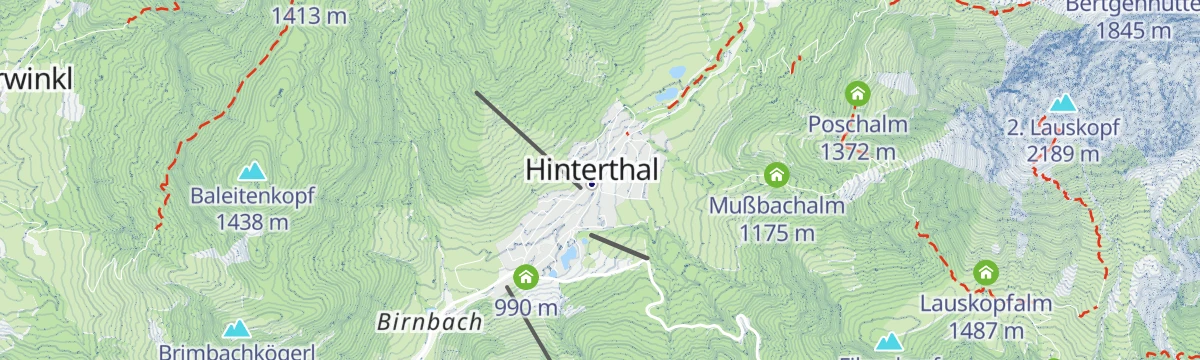 Map of the start of Alm- und Hüttenwanderung Hinterthal