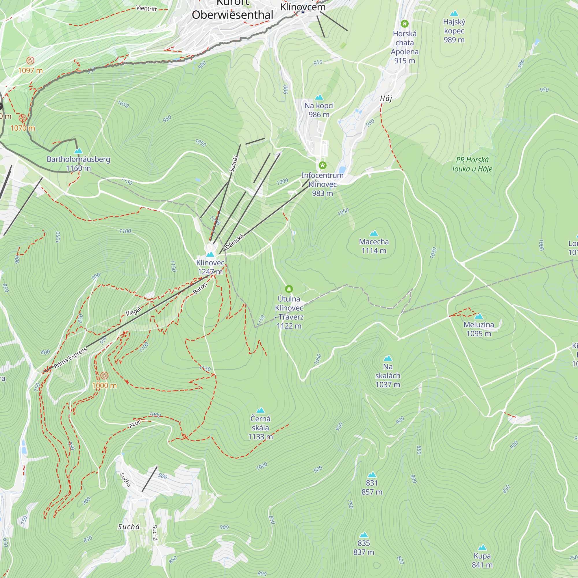 Útulna Klínovec - Traverz map