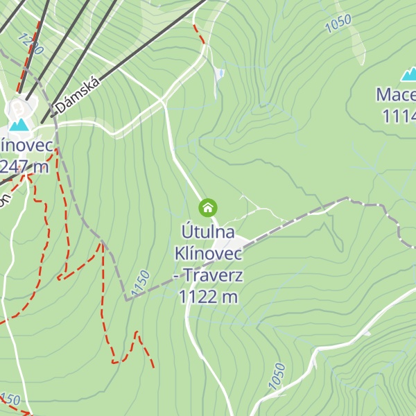 Map of Útulna Klínovec - Traverz