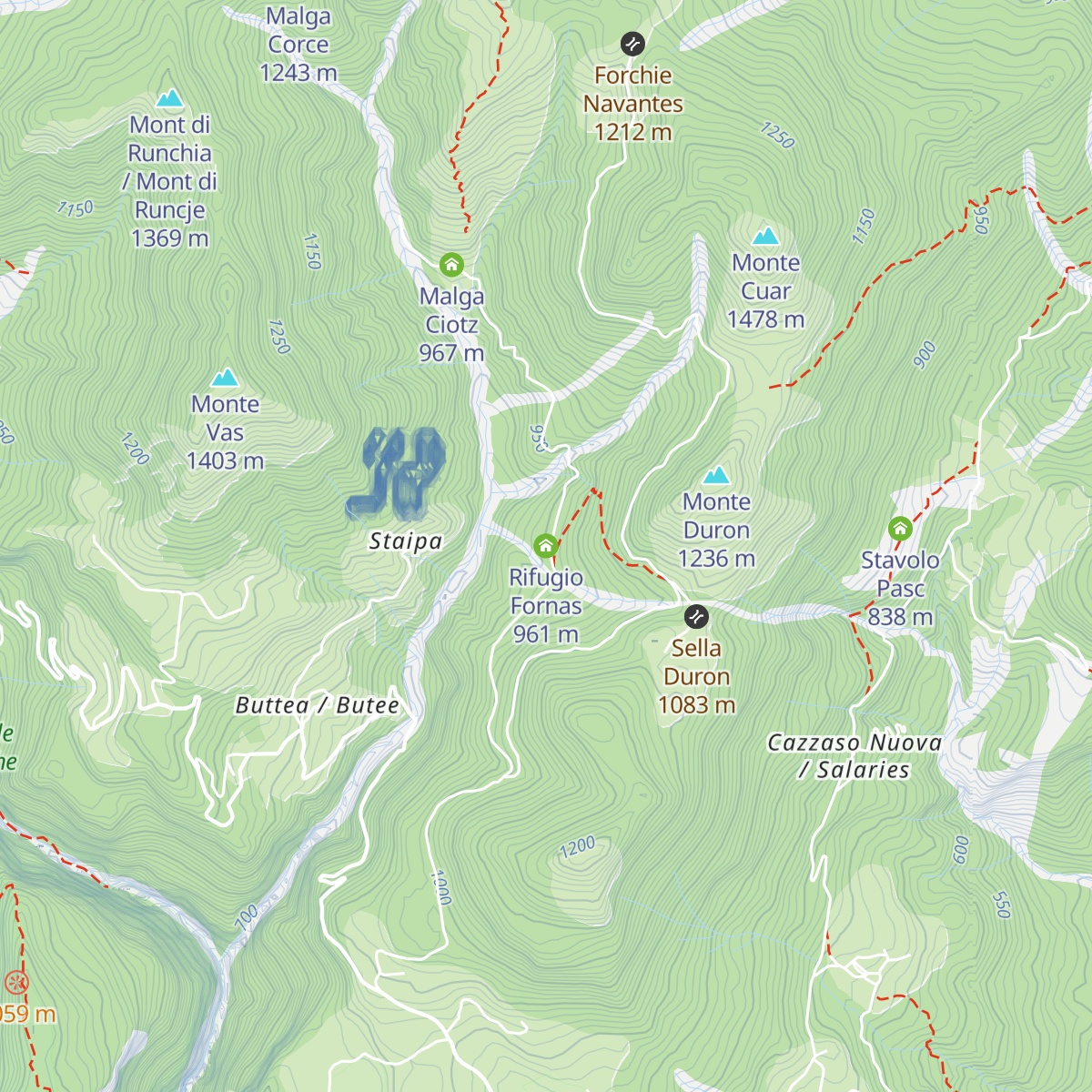 Rifugio Fornas map