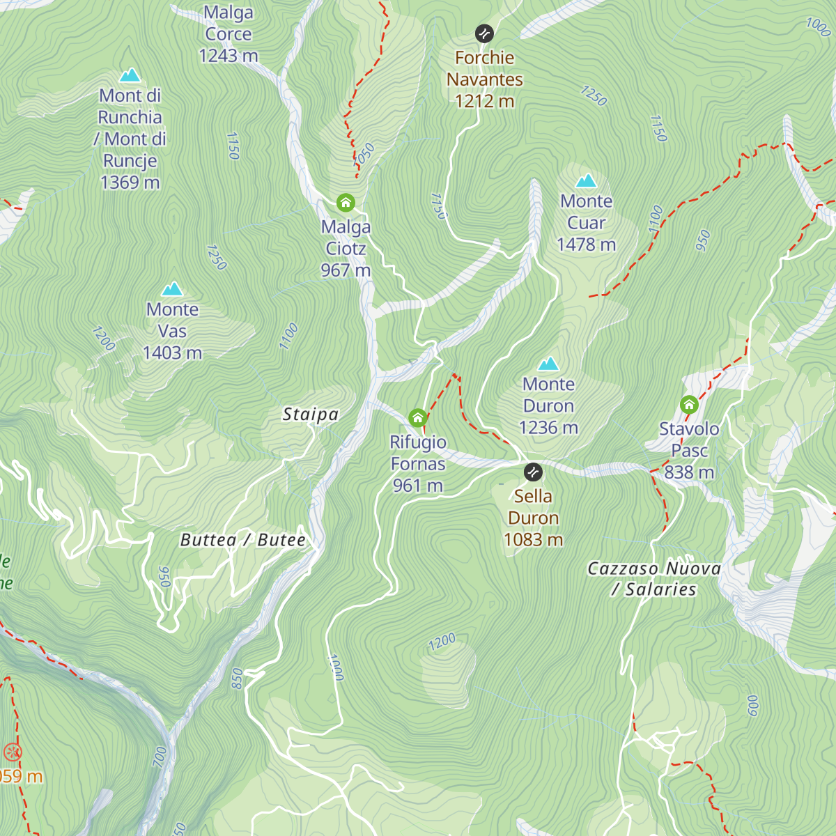 Rifugio Fornas map