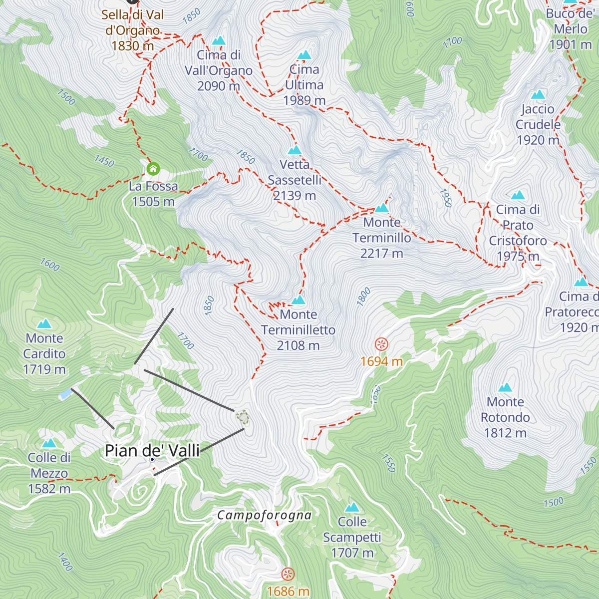 Rifugio Massimo Rinaldi map